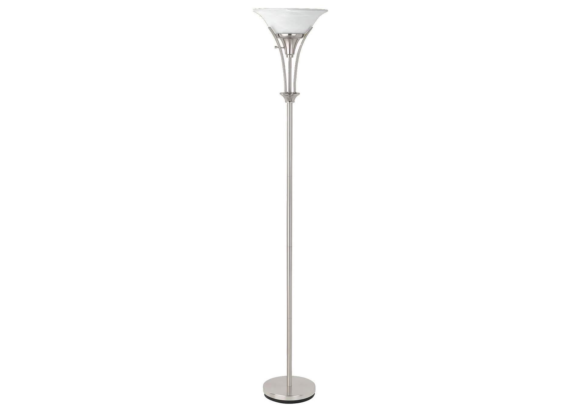 Archie Floor Lamp with Frosted Ribbed Shade Brushed Steel,Coaster Furniture