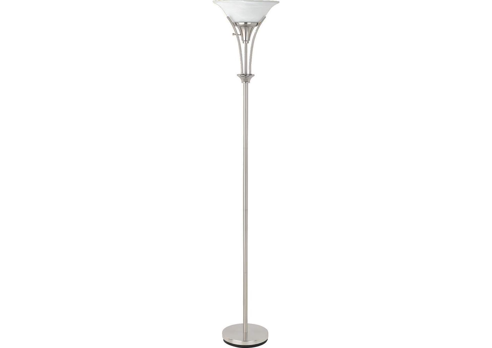 Floor Lamp with Frosted Ribbed Shade Brushed Steel,Coaster Furniture