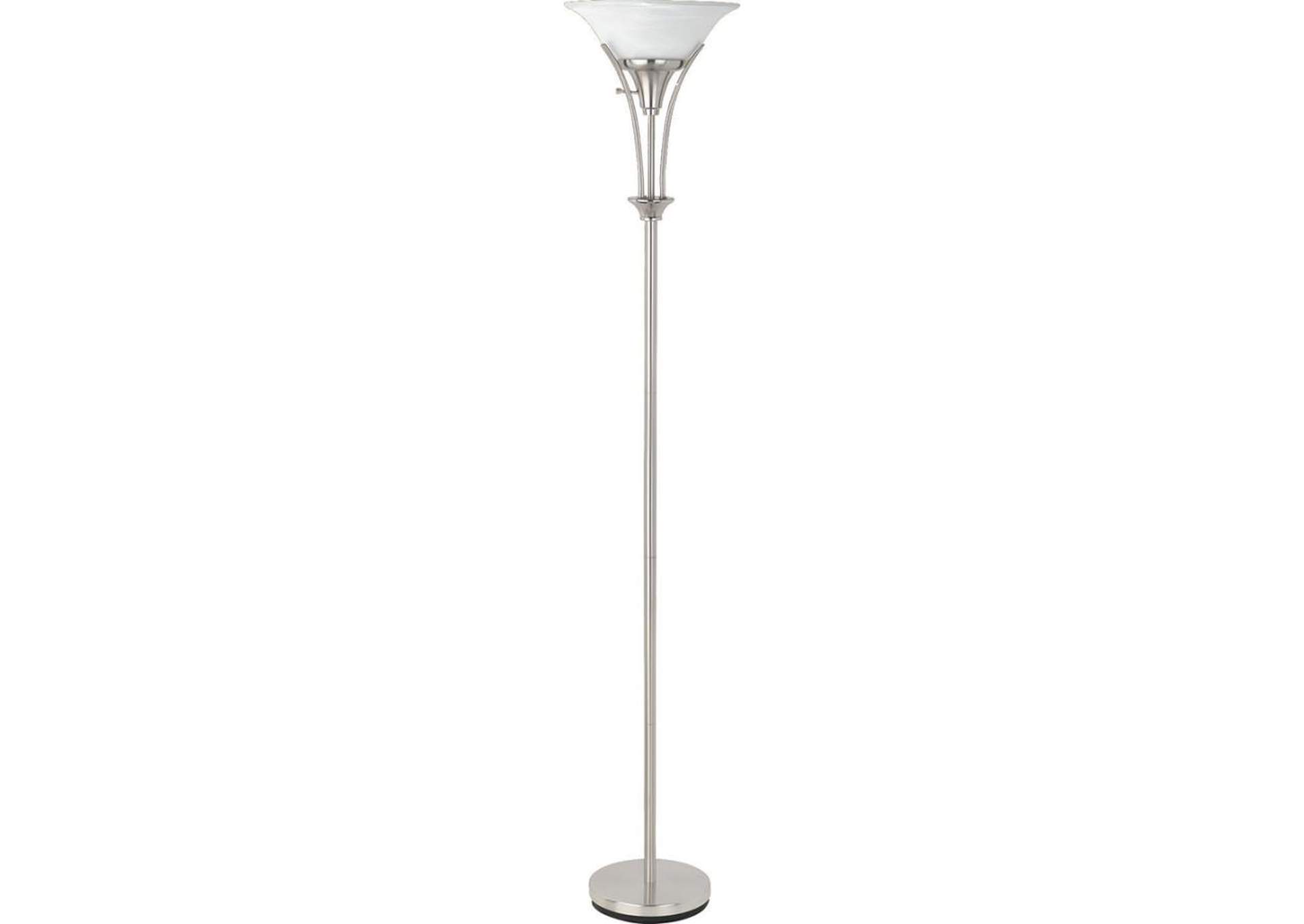 Archie Floor Lamp With Frosted Ribbed Shade Brushed Steel,Coaster Furniture