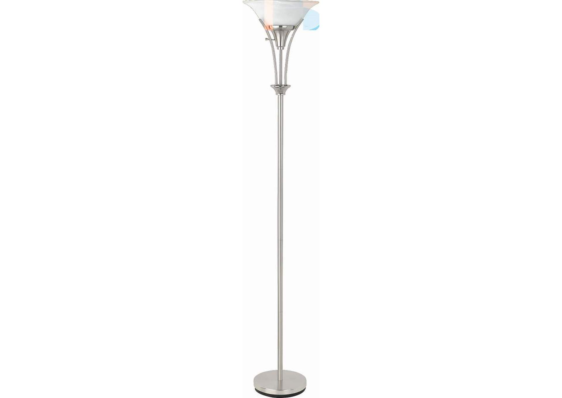 Floor Lamp with Frosted Ribbed Shade Brushed Steel,Coaster Furniture