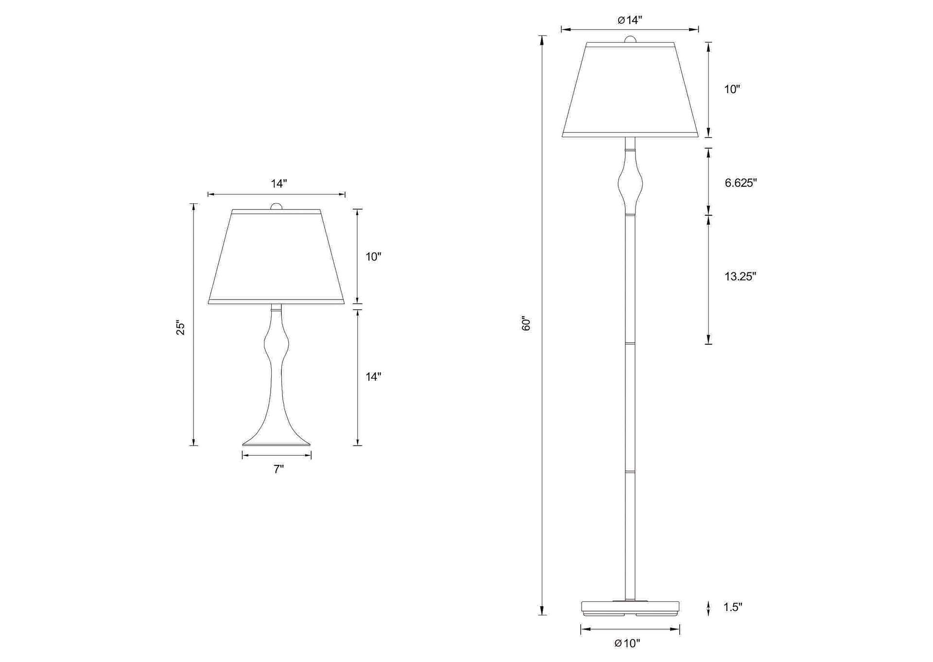 Griffin 3-piece Slender Lamp Set Brushed Nickel,Coaster Furniture
