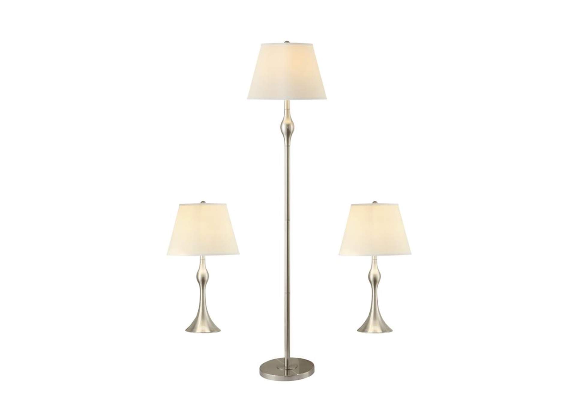 3-piece Slender Lamp Set Brushed Nickel,Coaster Furniture