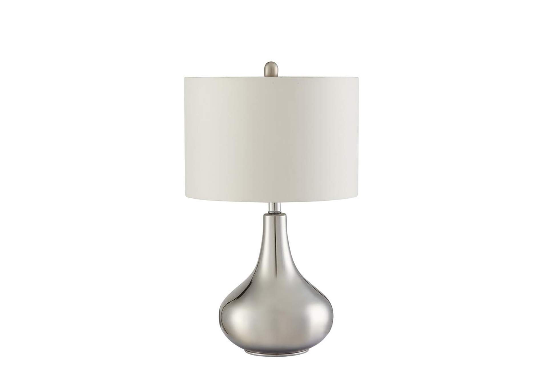Drum Shade Table Lamp Chrome and White,Coaster Furniture