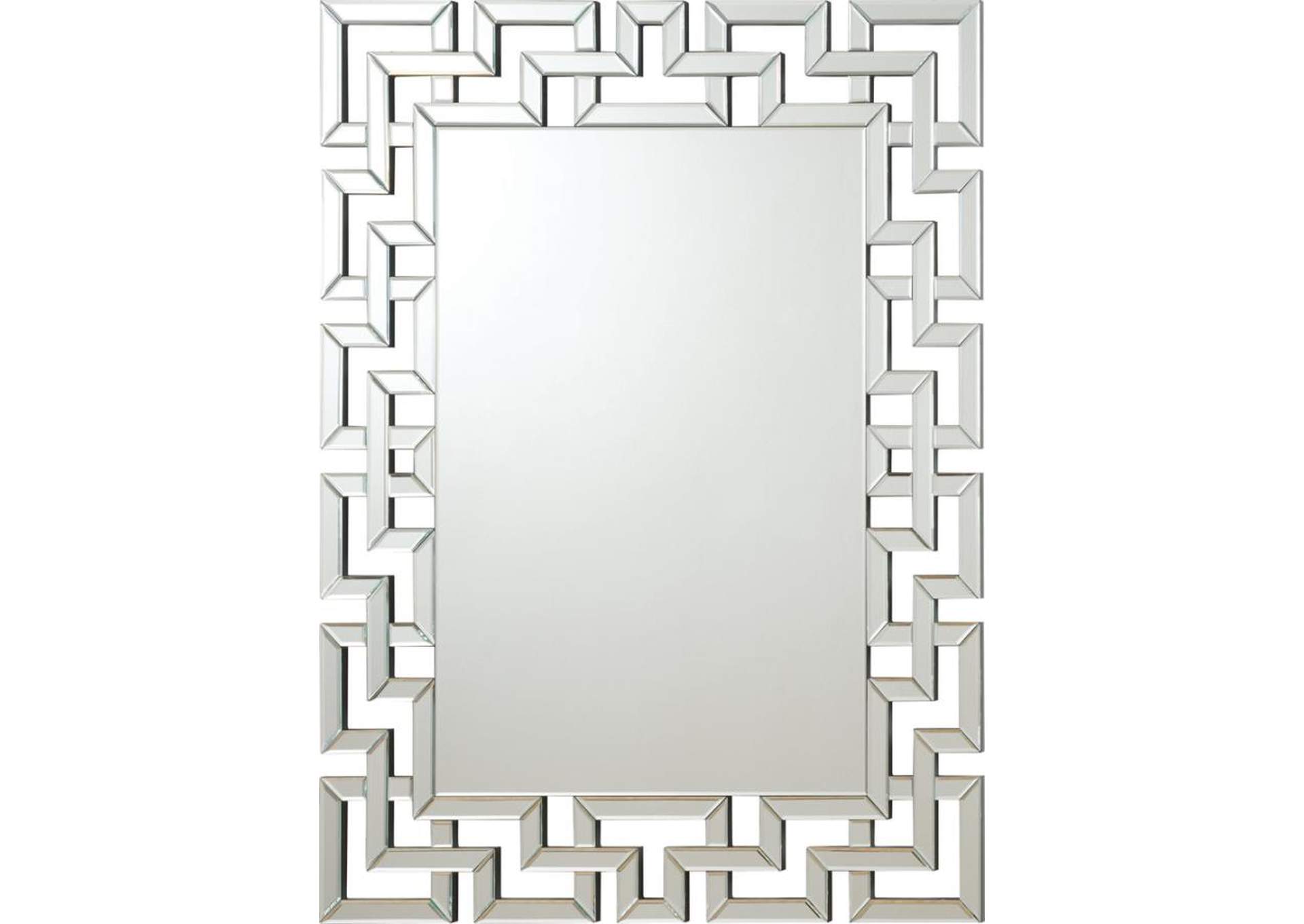 Interlocking Greek Frameless Wall Mirror Silver,Coaster Furniture