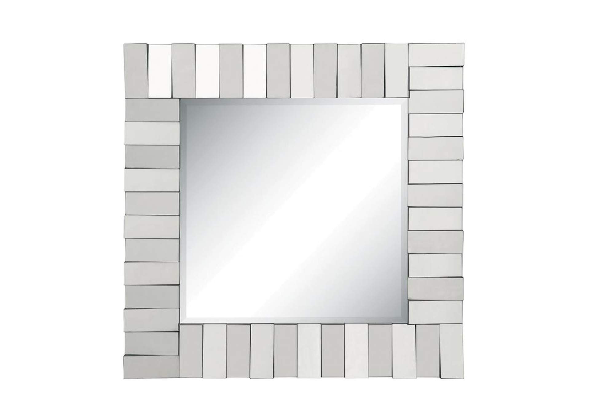 Square Wall Mirror with Layered Panel Silver,Coaster Furniture