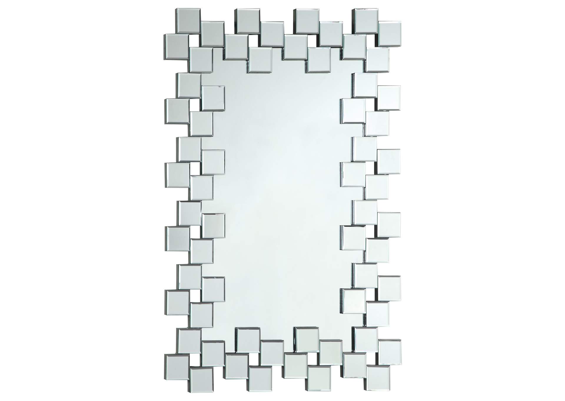 Pamela Frameless Wall Mirror with Staggered Tiles Silver,Coaster Furniture