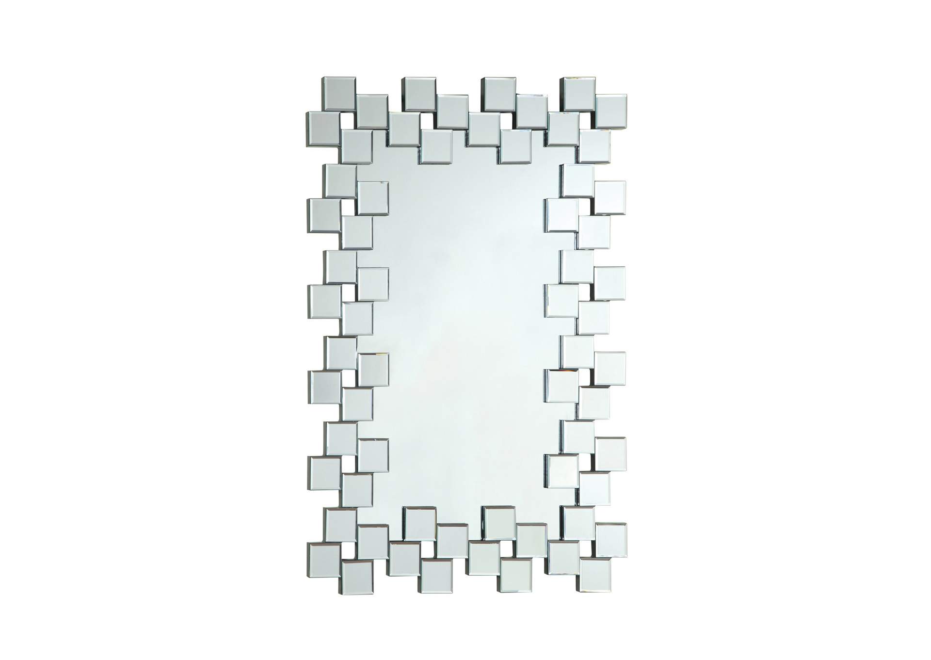 Frameless Wall Mirror with Staggered Tiles Silver,Coaster Furniture