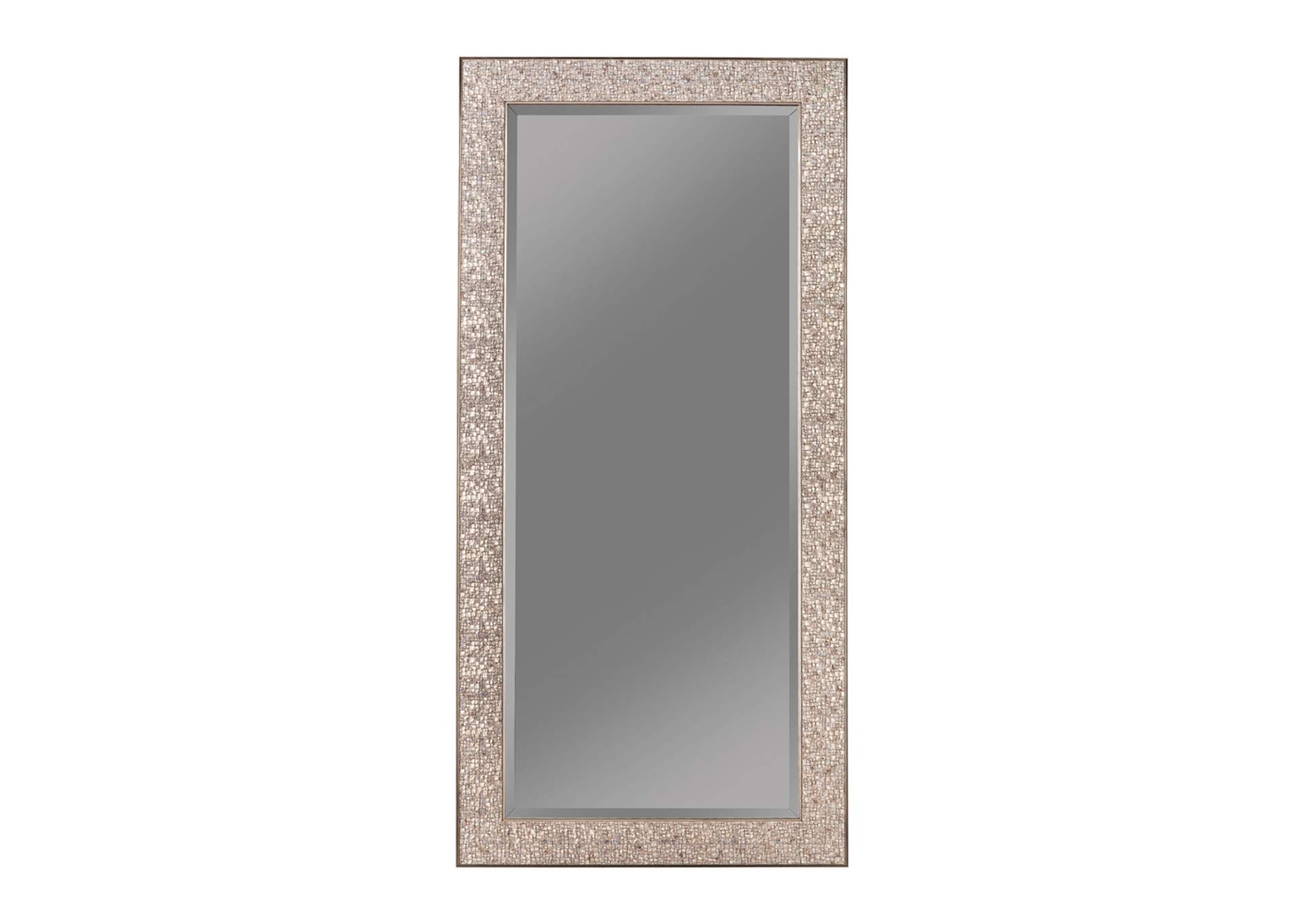 Rollins Rectangular Floor Mirror Silver Sparkle,Coaster Furniture