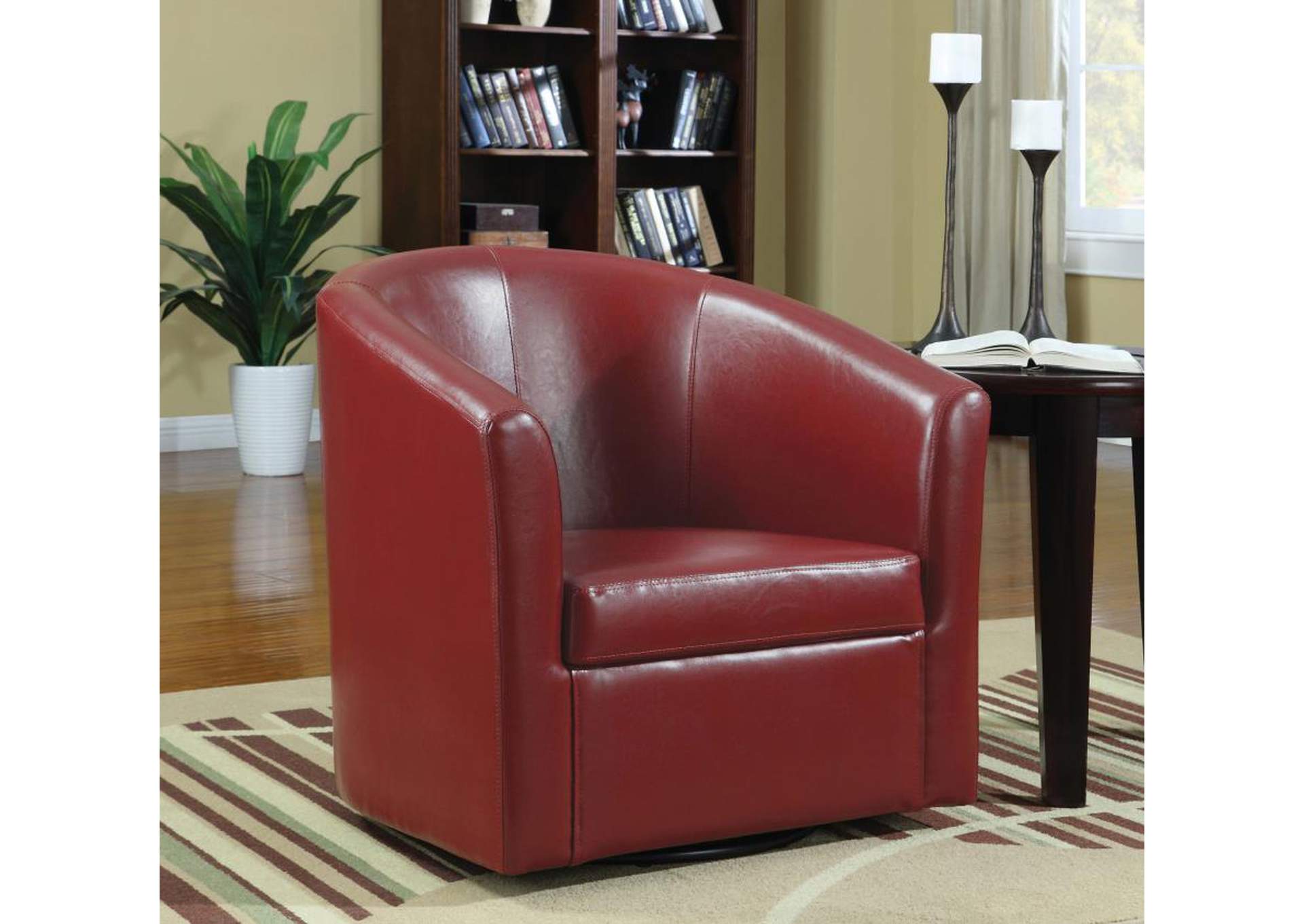 Turner Upholstery Sloped Arm Accent Swivel Chair Red,Coaster Furniture
