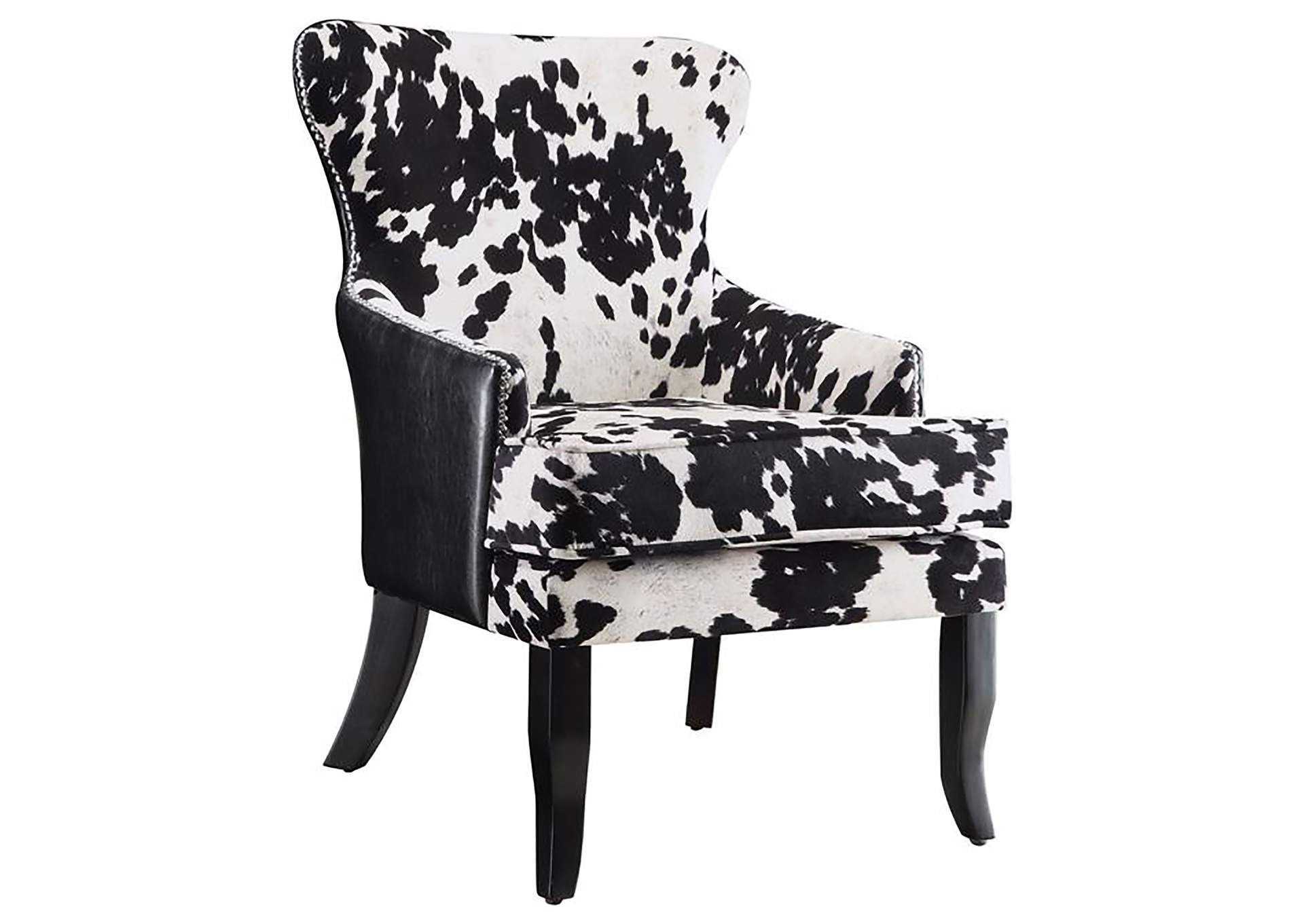 Trea Cowhide Print Accent Chair Black and White,Coaster Furniture
