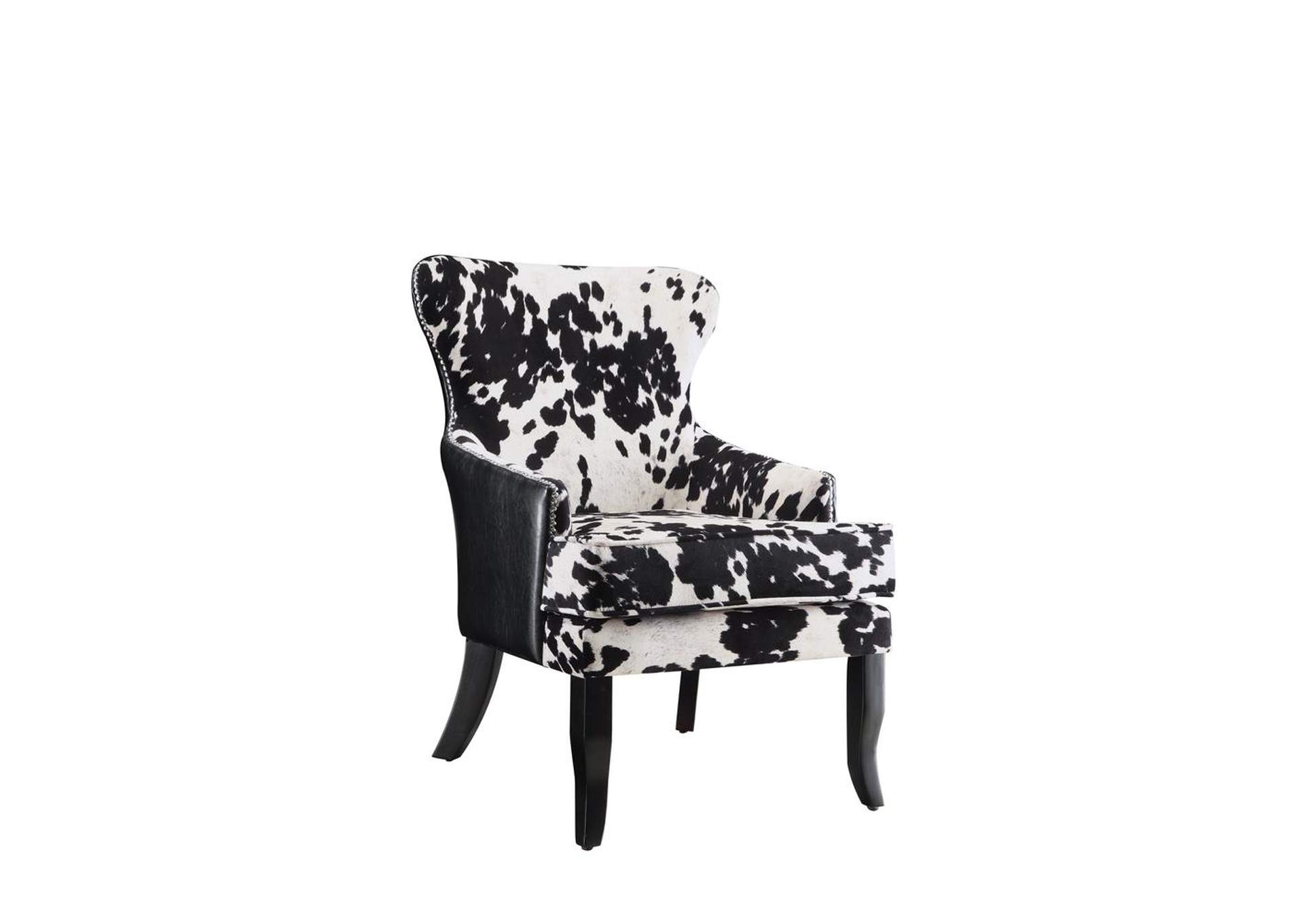 Cowhide Print Accent Chair Black and White