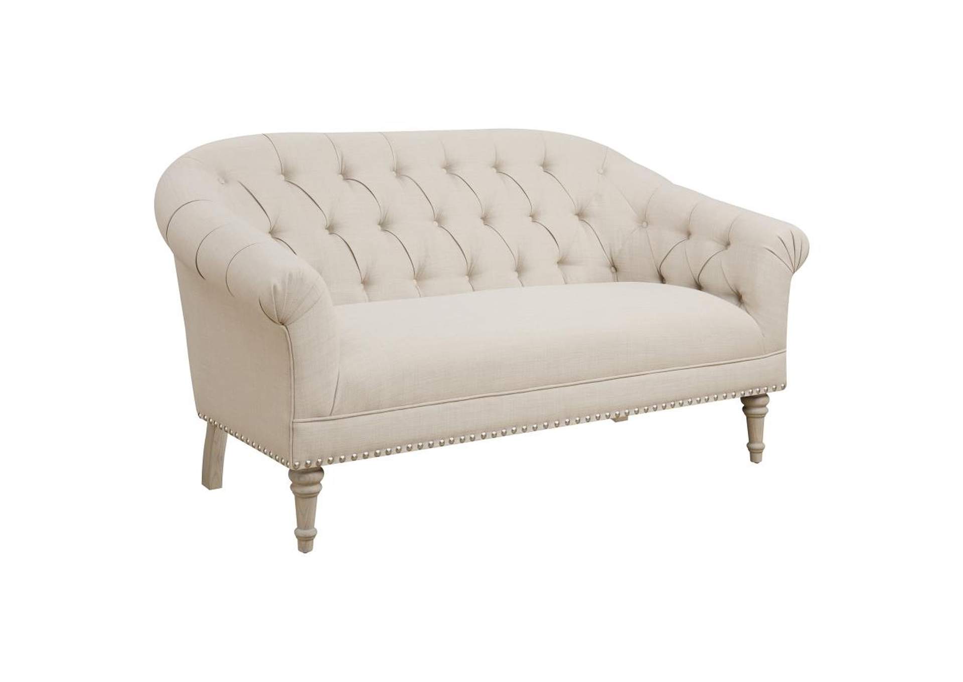 Billie Tufted Back Settee with Roll Arm Natural,Coaster Furniture