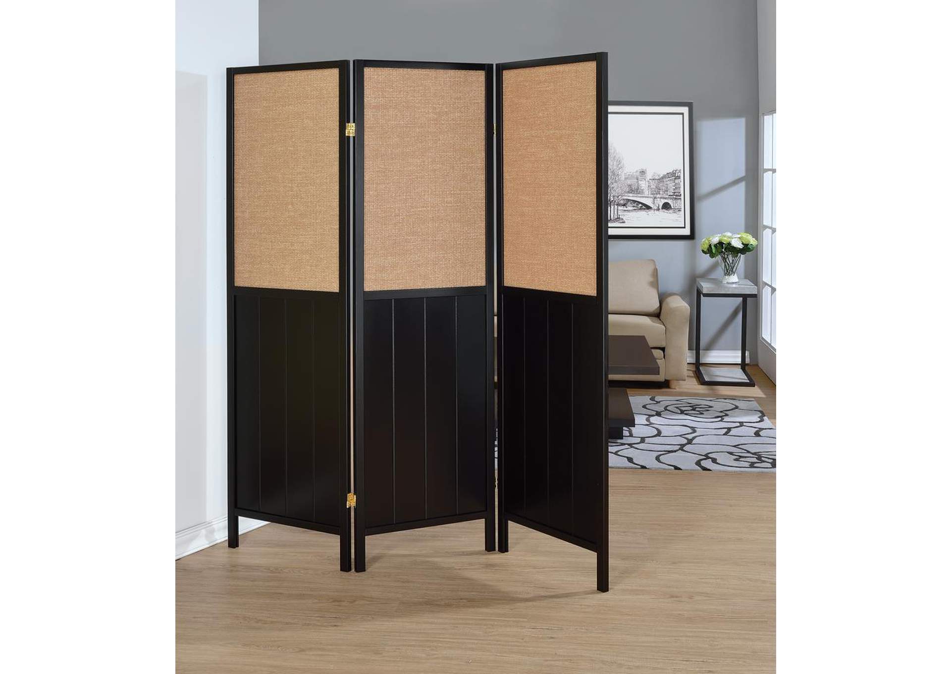 Black 3 Panel Folding Screen,ABF Coaster Furniture