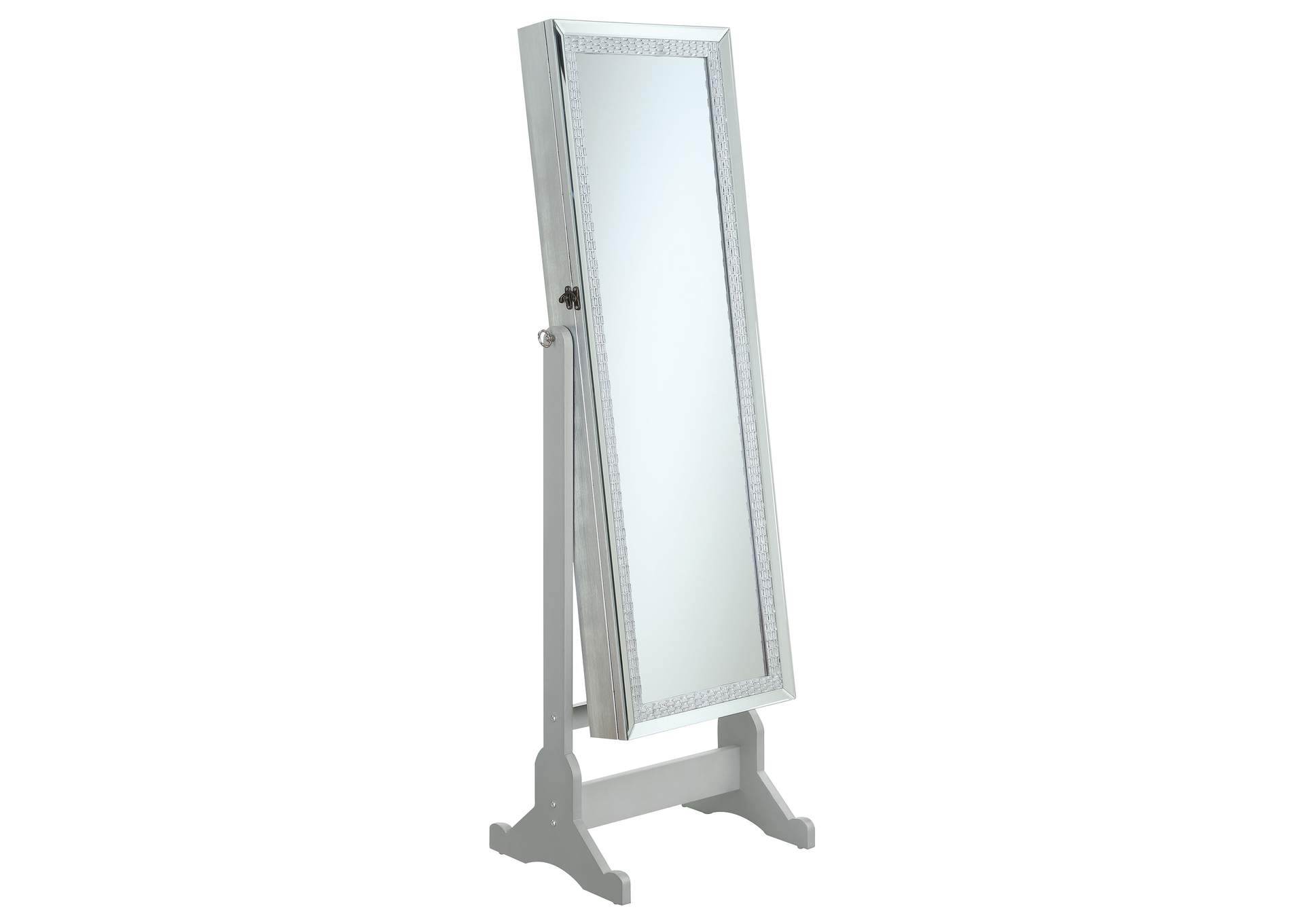 Elle Jewelry Cheval Mirror with Crytal Trim Silver,Coaster Furniture