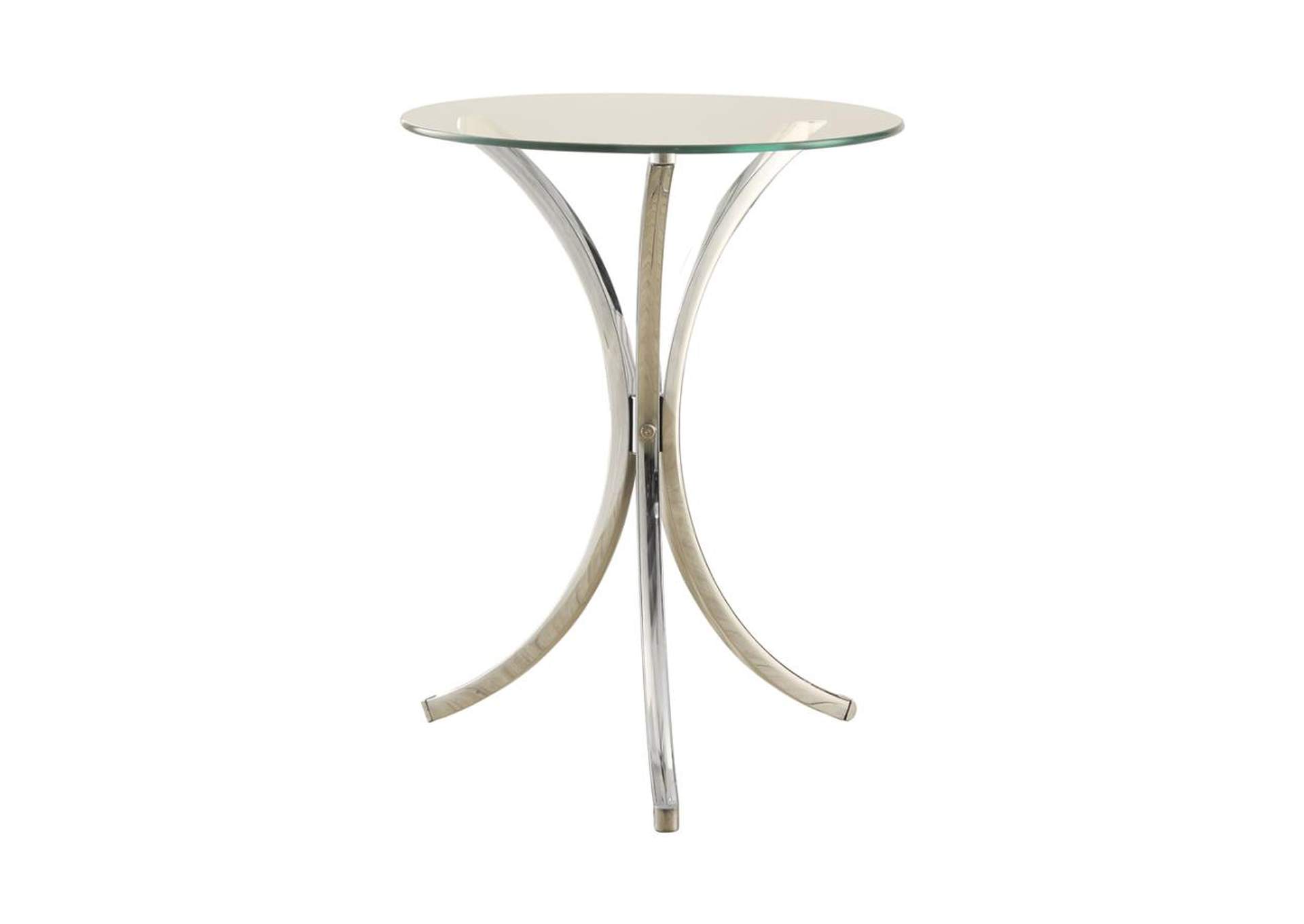 Eloise Round Accent Table With Curved Legs Chrome,Coaster Furniture