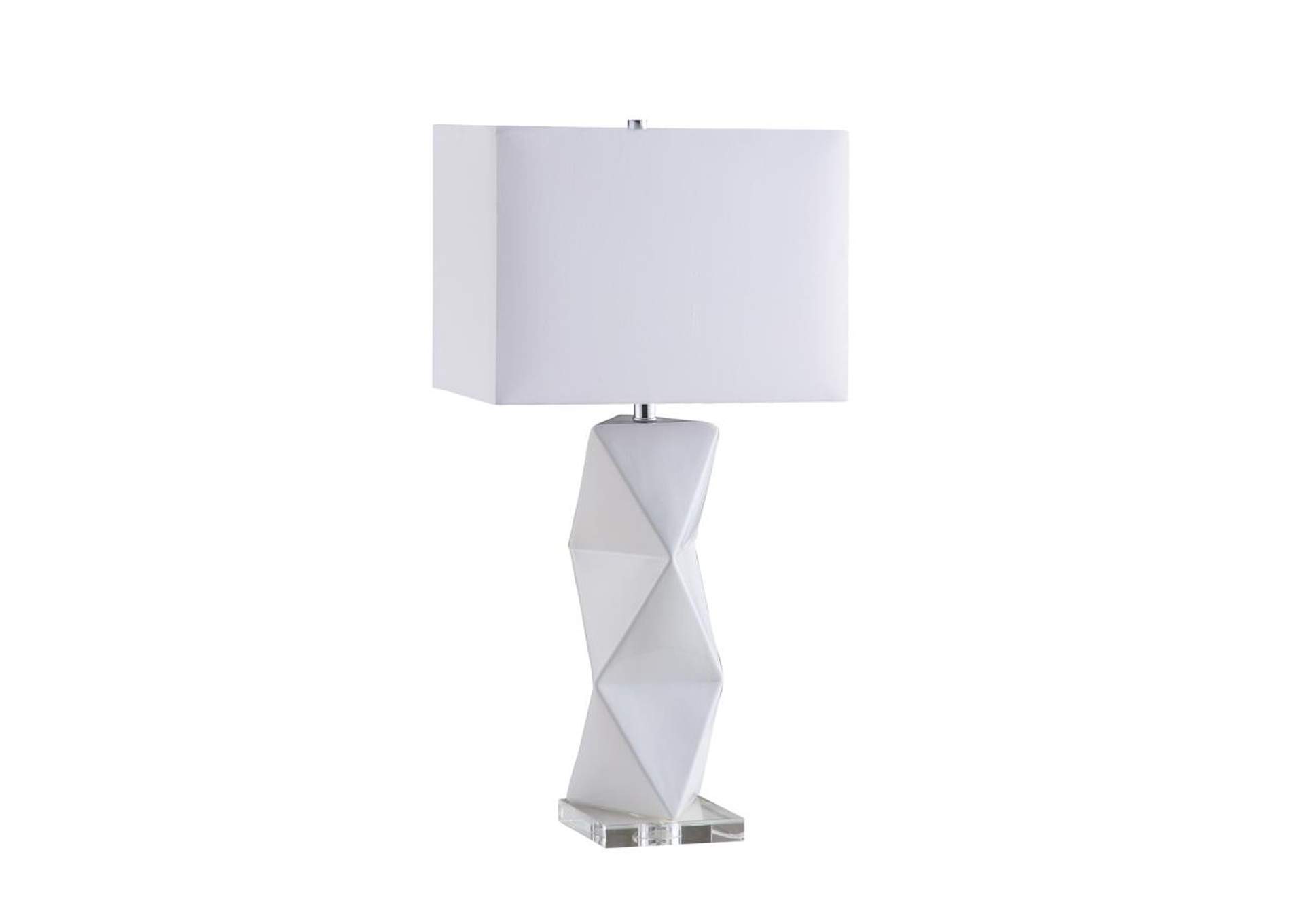 Camie Geometric Ceramic Base Table Lamp White,Coaster Furniture