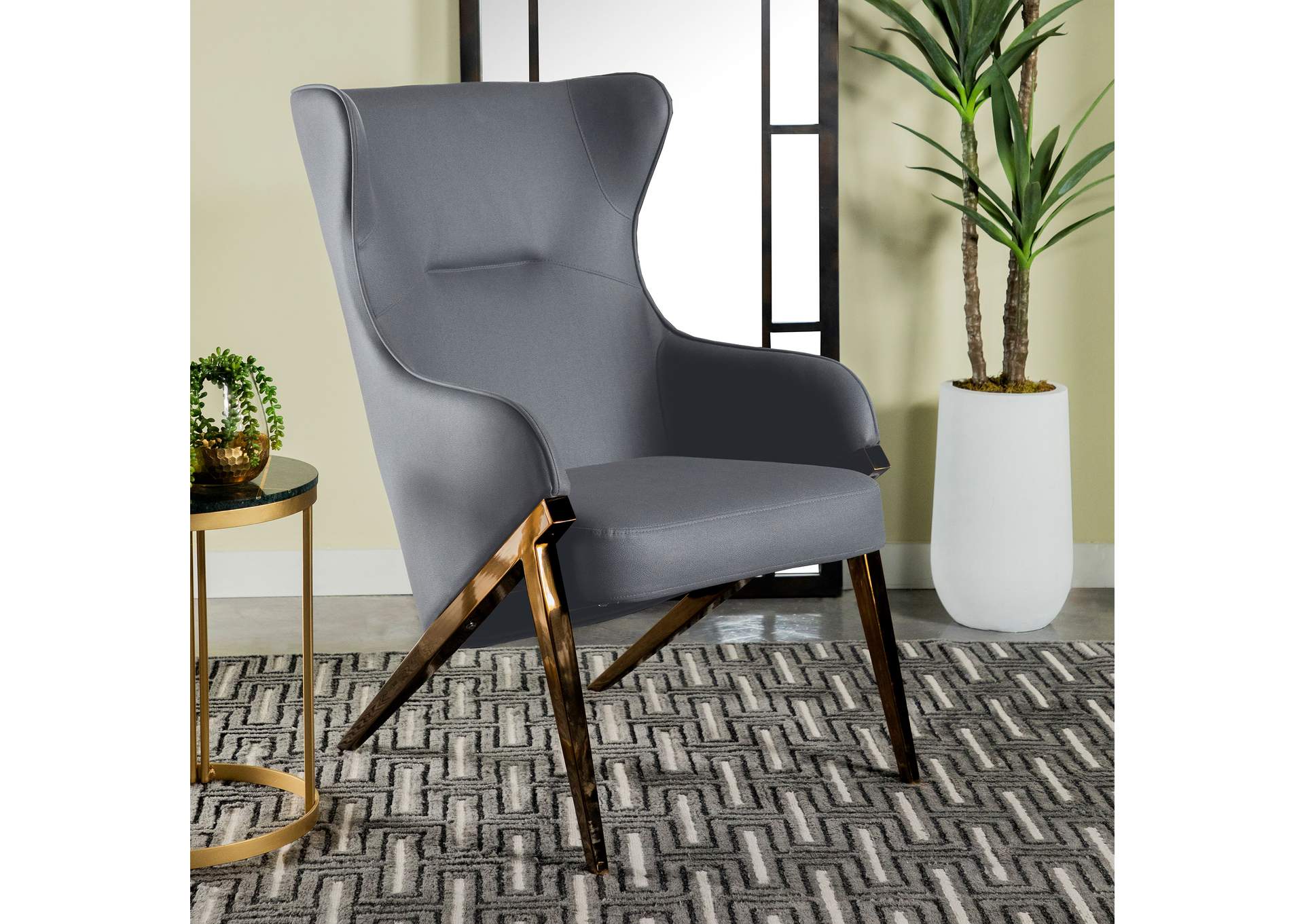 Walker Upholstered Accent Chair Slate and Bronze,Coaster Furniture