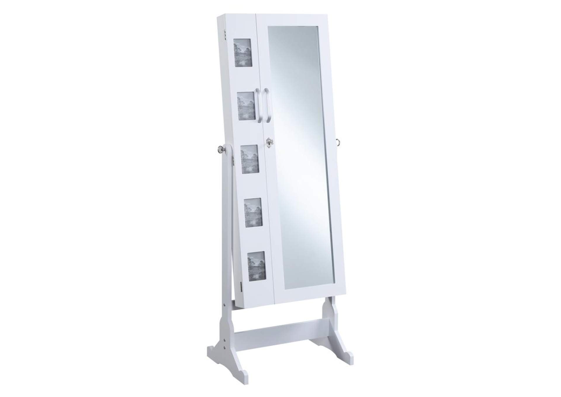 Jewelry Cheval Mirror with Picture Frames White,Coaster Furniture