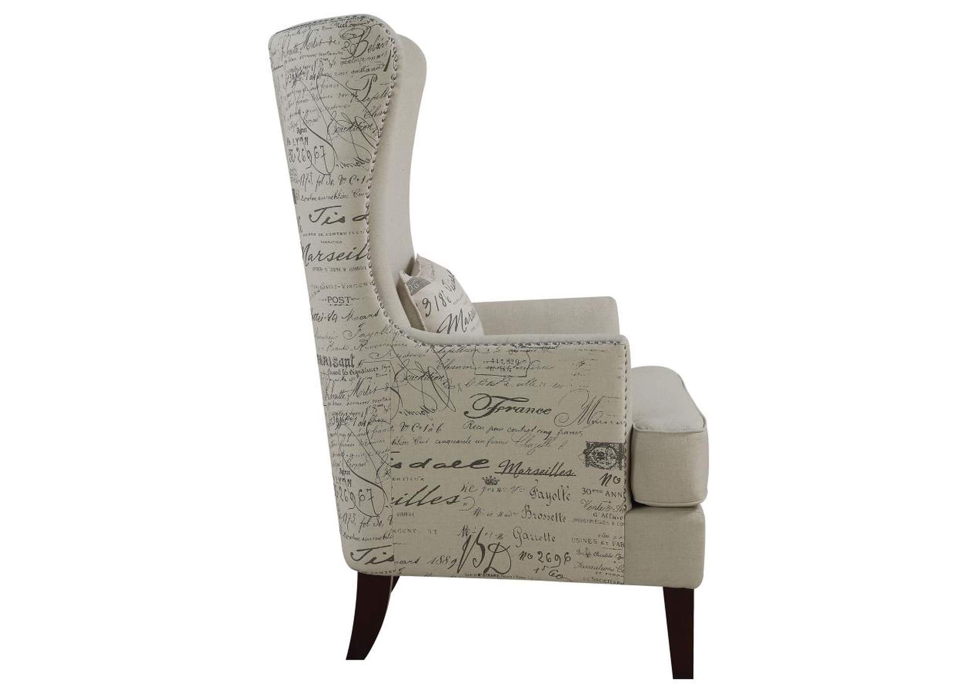 Pippin Curved Arm High Back Accent Chair Cream,Coaster Furniture