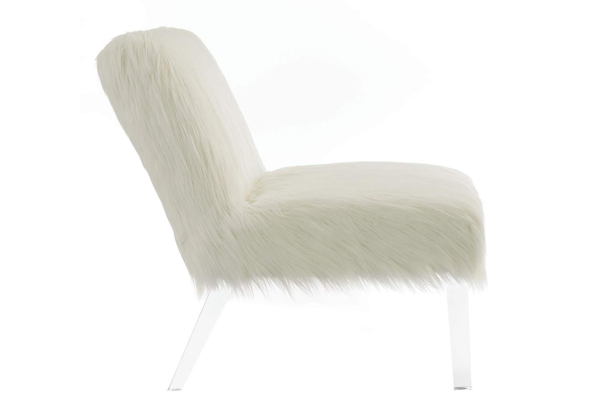 Faux Sheepskin Upholstered Accent Chair White,Coaster Furniture