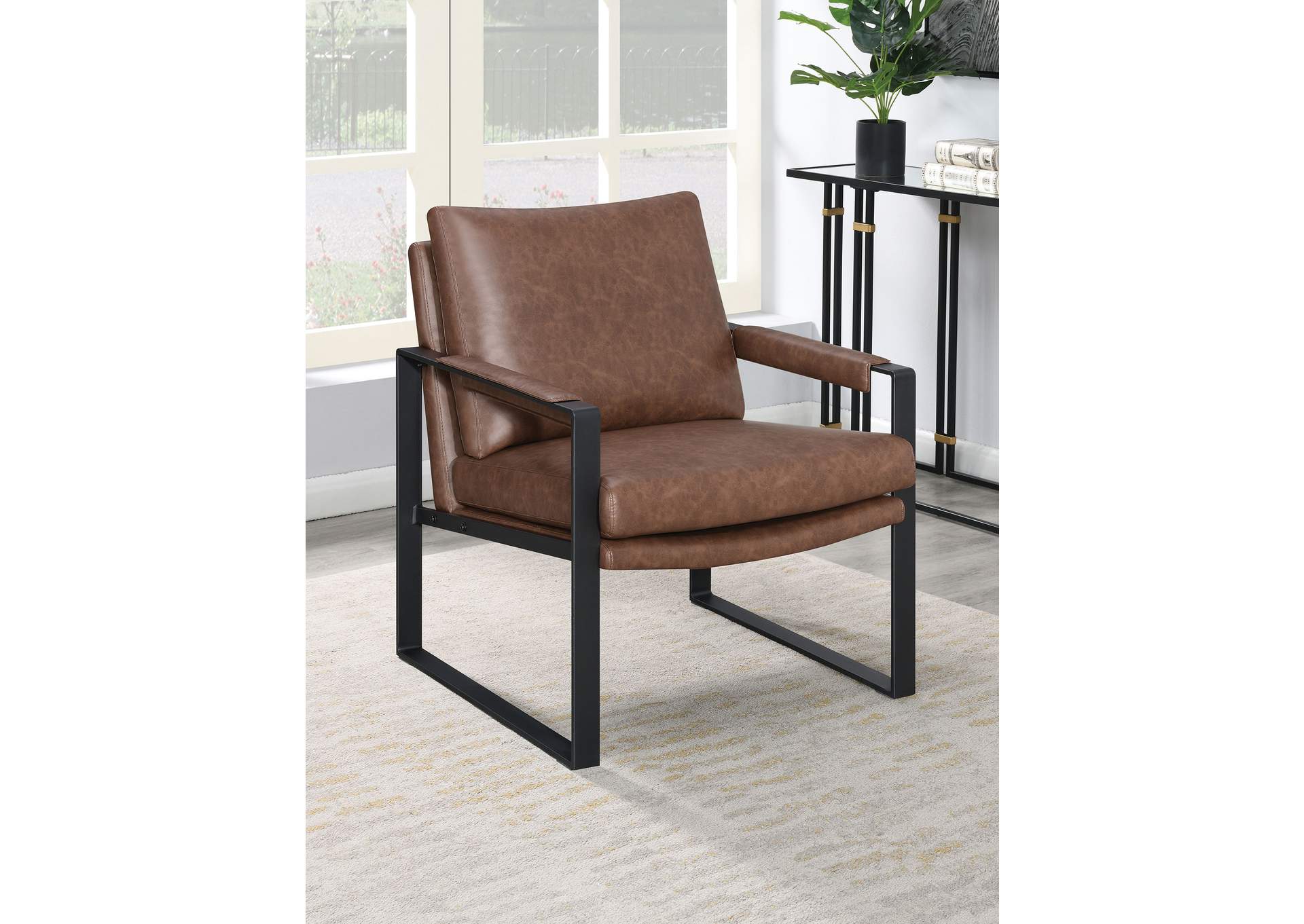 Rosalind Upholstered Accent Chair with Removable Cushion Umber Brown and Gunmetal,Coaster Furniture