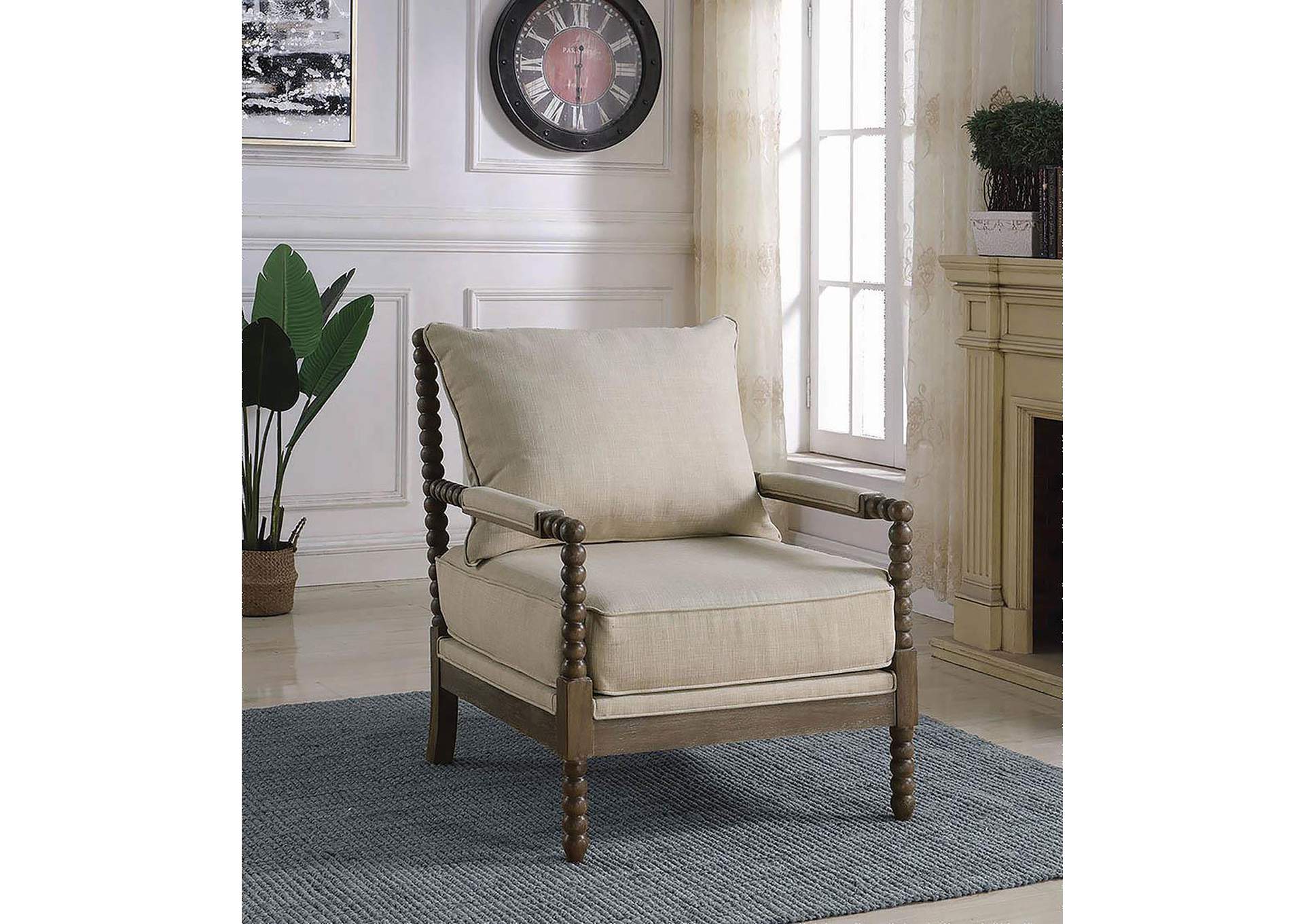 Cushion Back Accent Chair Oatmeal and Natural,Coaster Furniture