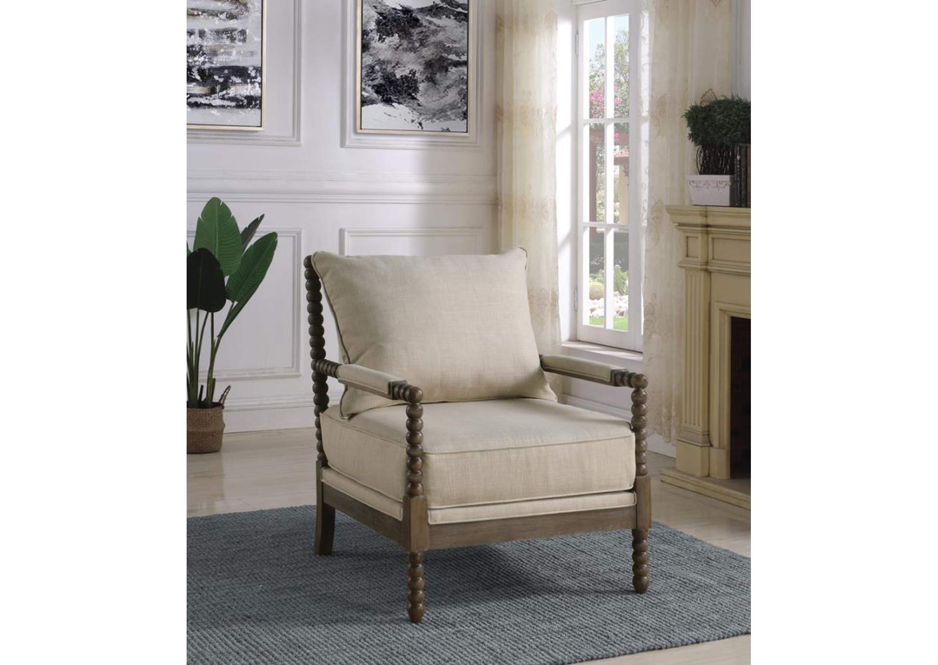 Cushion Back Accent Chair Oatmeal and Natural,Coaster Furniture