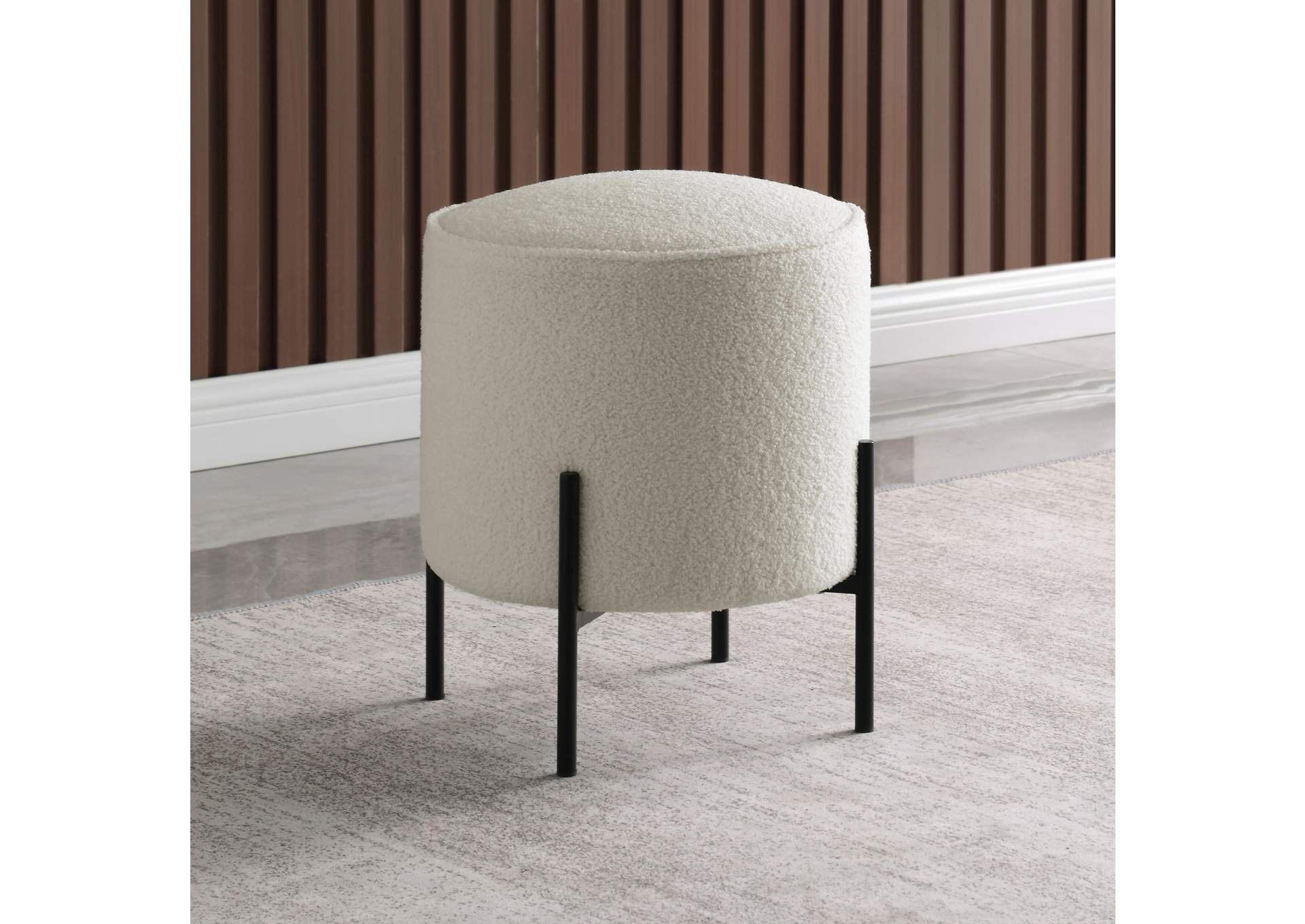 Basye Round Upholstered Ottoman Beige and Matte Black,Coaster Furniture
