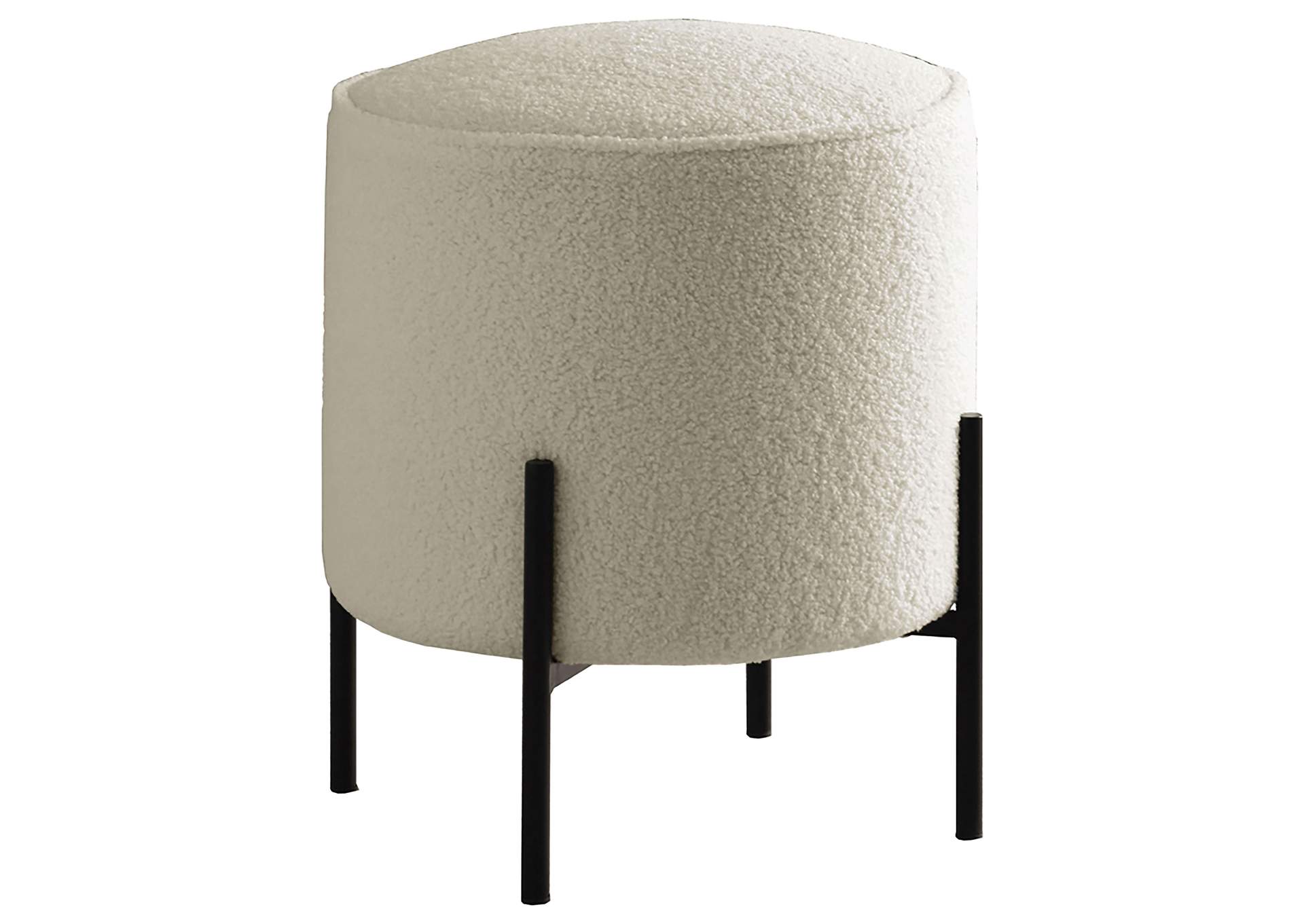 Basye Round Upholstered Ottoman Beige and Matte Black,Coaster Furniture