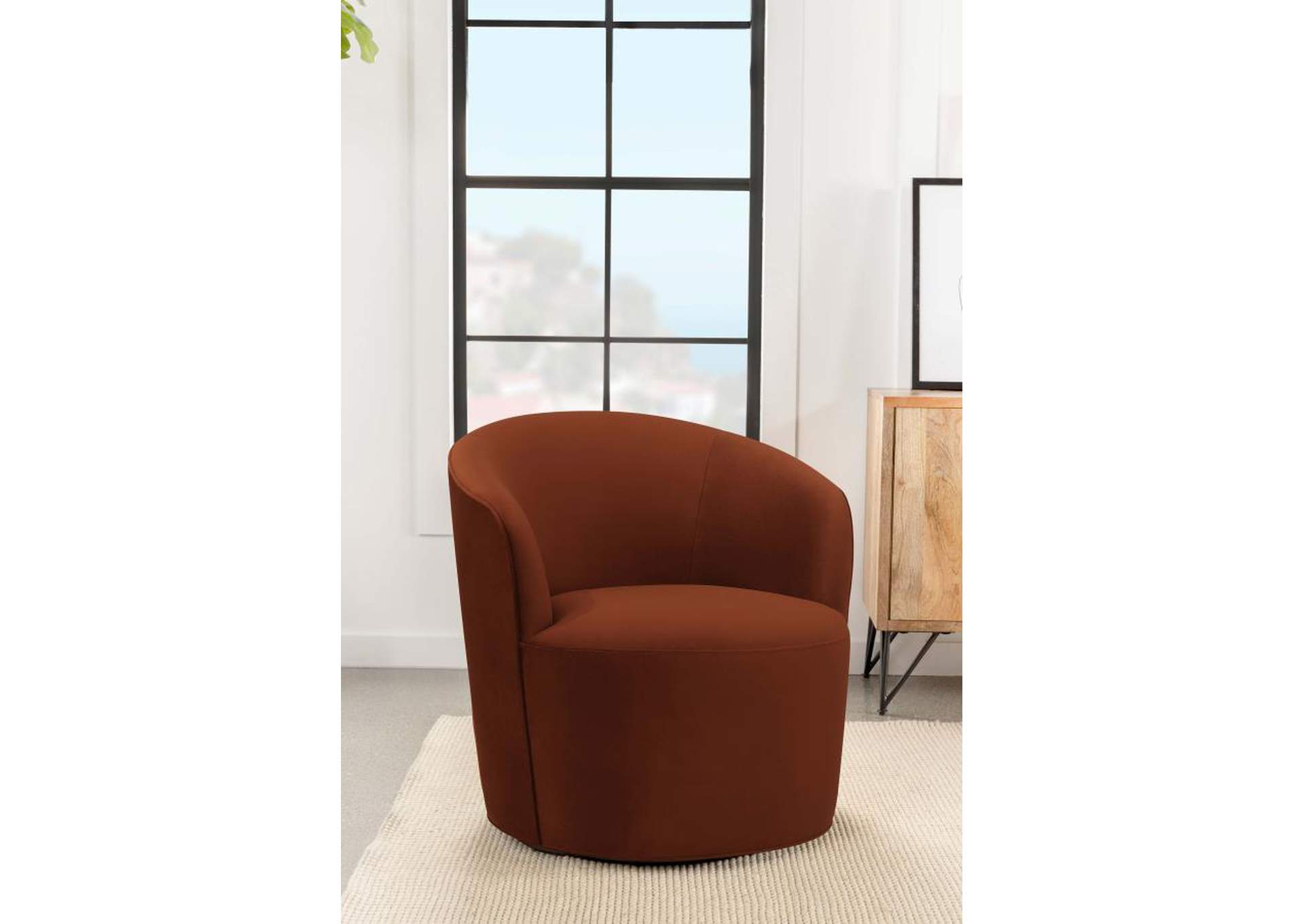 Joyce Sloped Arms Swivel Chair Burnt Orange,Coaster Furniture