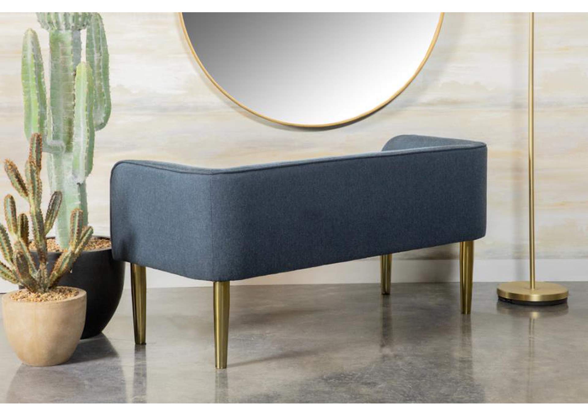 Low Back Upholstered Bench Blue And Gold,Coaster Furniture