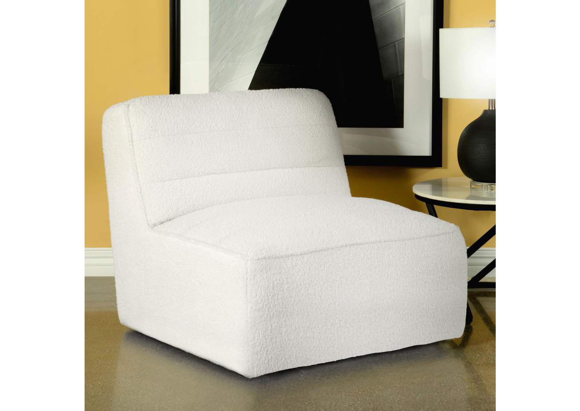 Cobie Upholstered Swivel Armless Chair Natural,Coaster Furniture