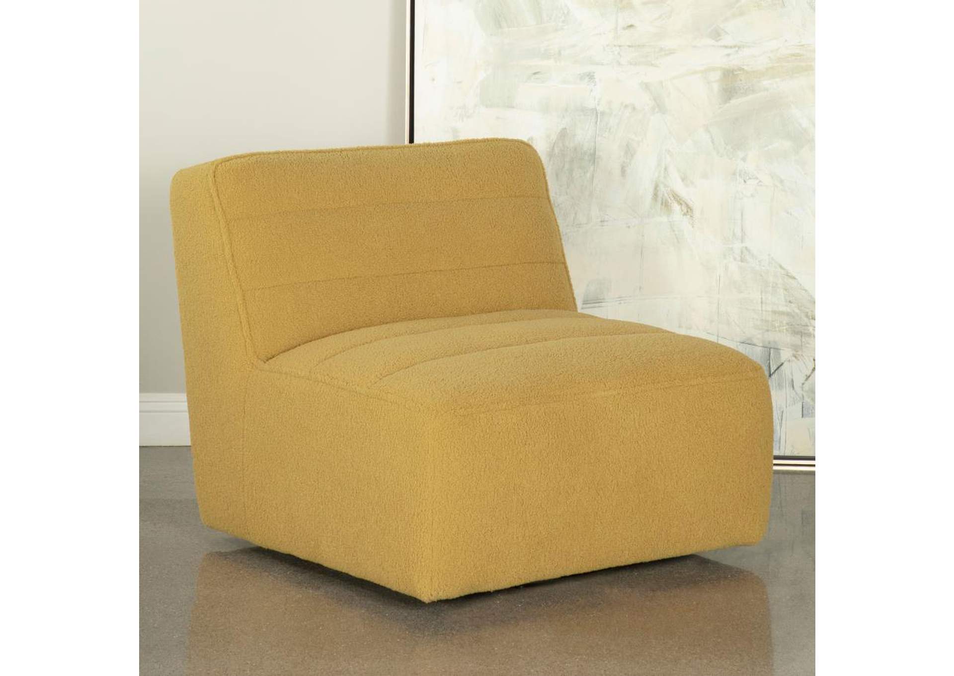 Cobie Upholstered Swivel Armless Chair Mustard,Coaster Furniture