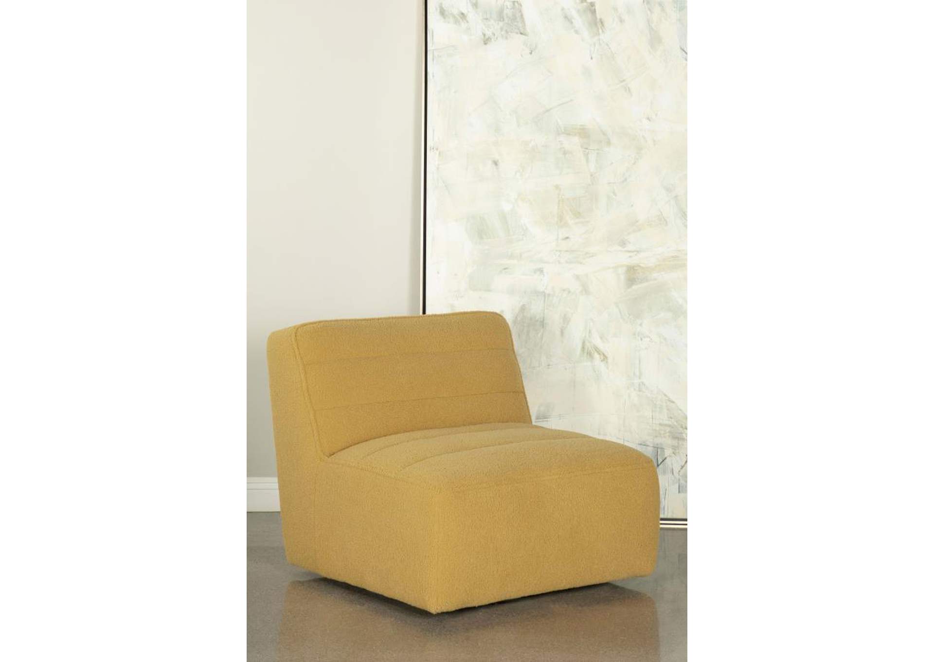 Cobie Upholstered Swivel Armless Chair Mustard,Coaster Furniture