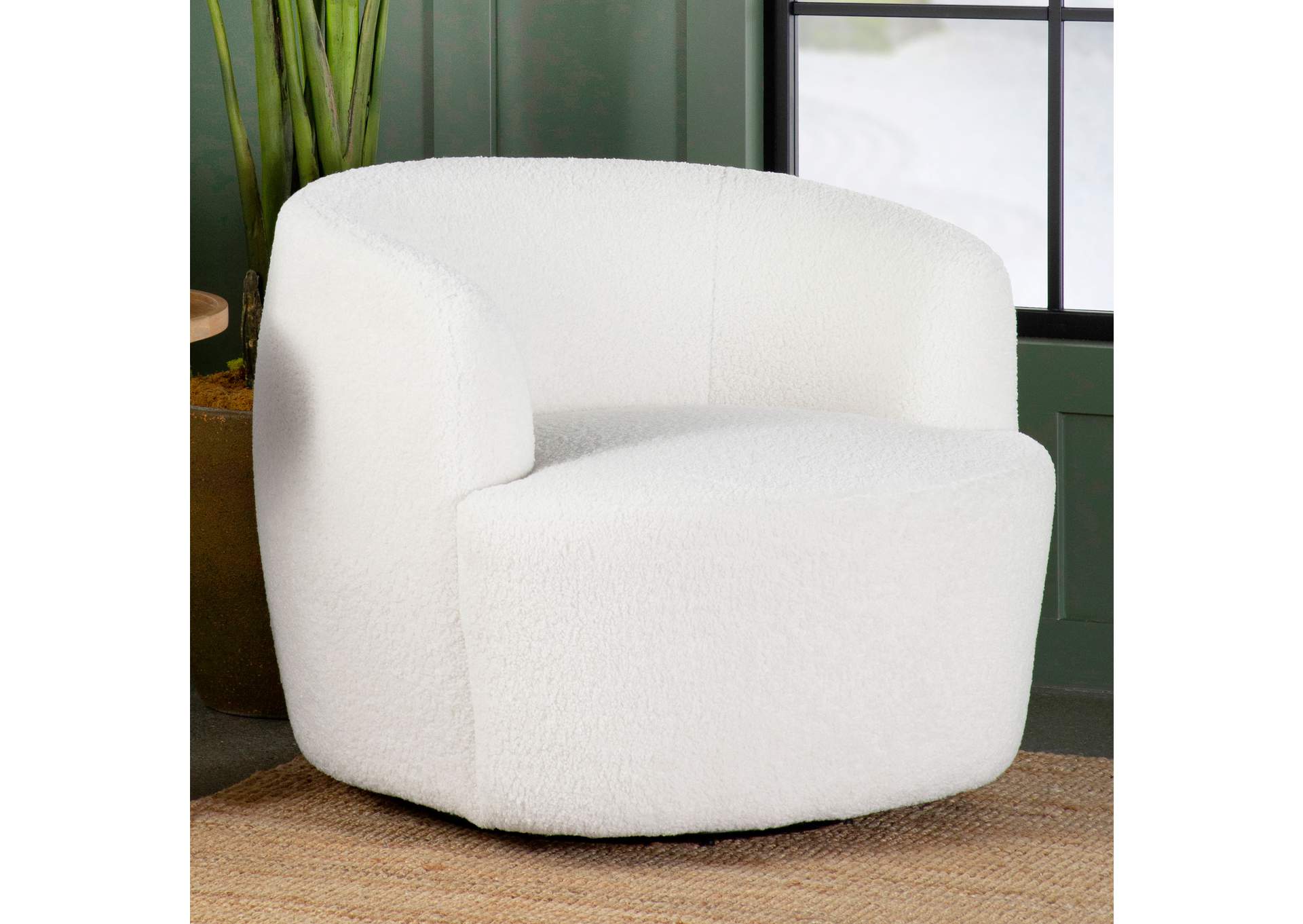 Hudson Upholstered Swivel Chair Natural,Coaster Furniture