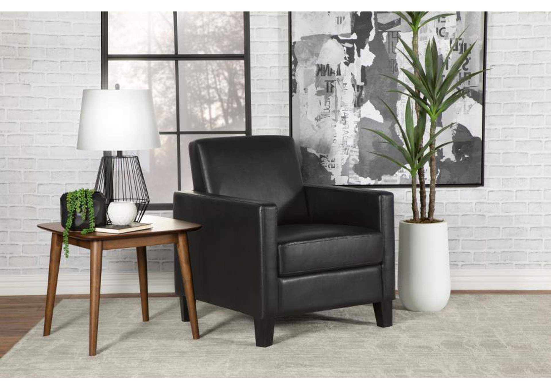 Julio Upholstered Accent Chair with Track Arms Black,Coaster Furniture