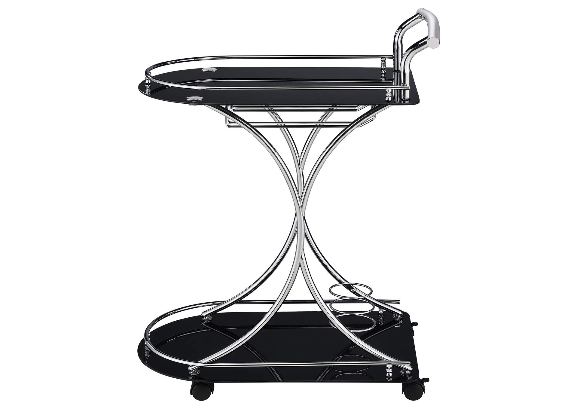 Elfman 2-shelve Serving Cart Chrome and Black,Coaster Furniture