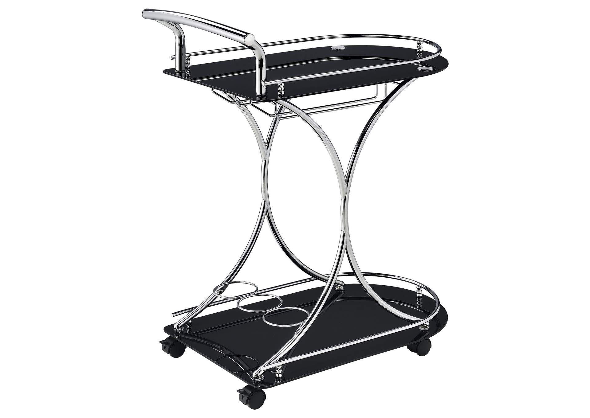 Elfman 2-shelve Serving Cart Chrome and Black,Coaster Furniture