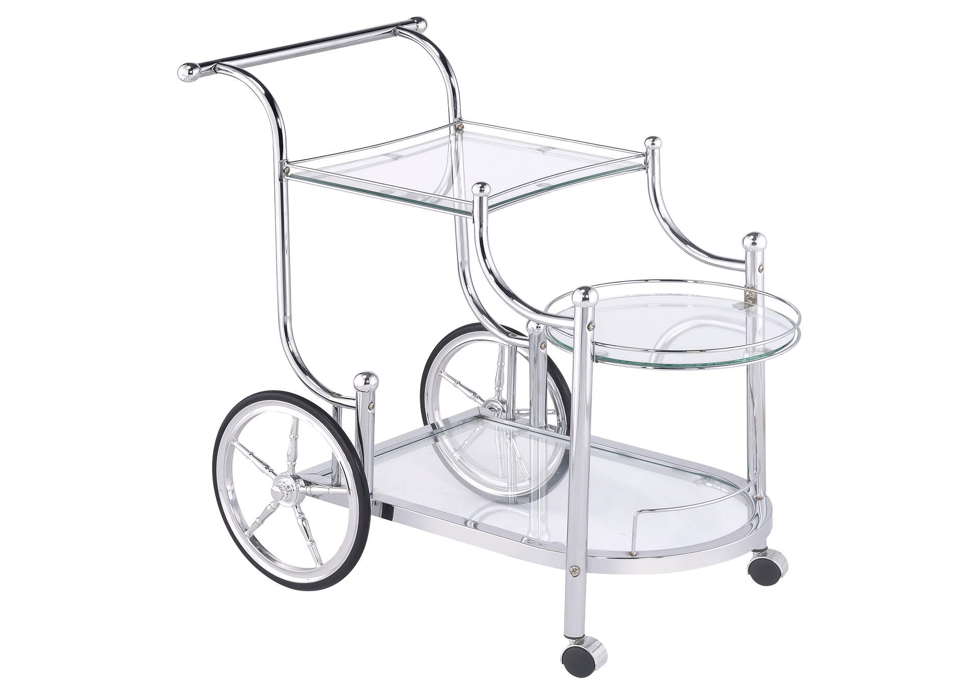 Sarandon 3-tier Serving Cart Chrome and Clear,Coaster Furniture