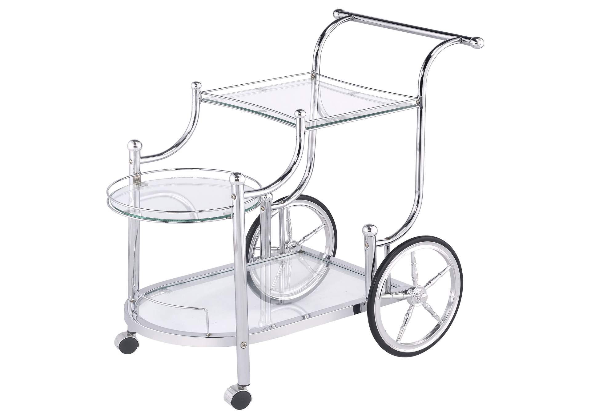 Sarandon 3-tier Serving Cart Chrome and Clear,Coaster Furniture