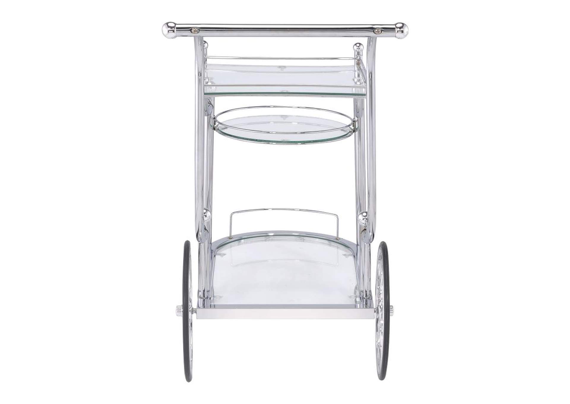 Sarandon 3-Tier Serving Cart Chrome And Clear,Coaster Furniture