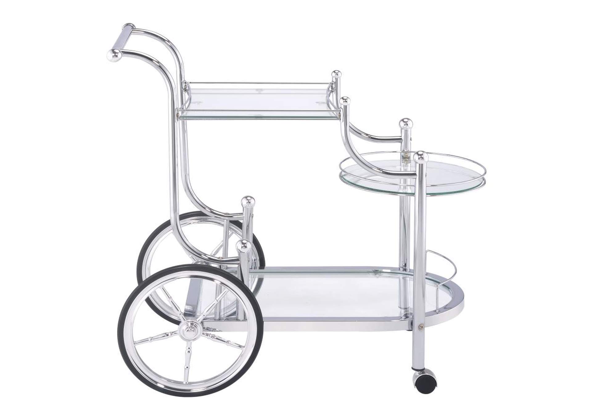 Sarandon 3-tier Serving Cart Chrome and Clear,Coaster Furniture