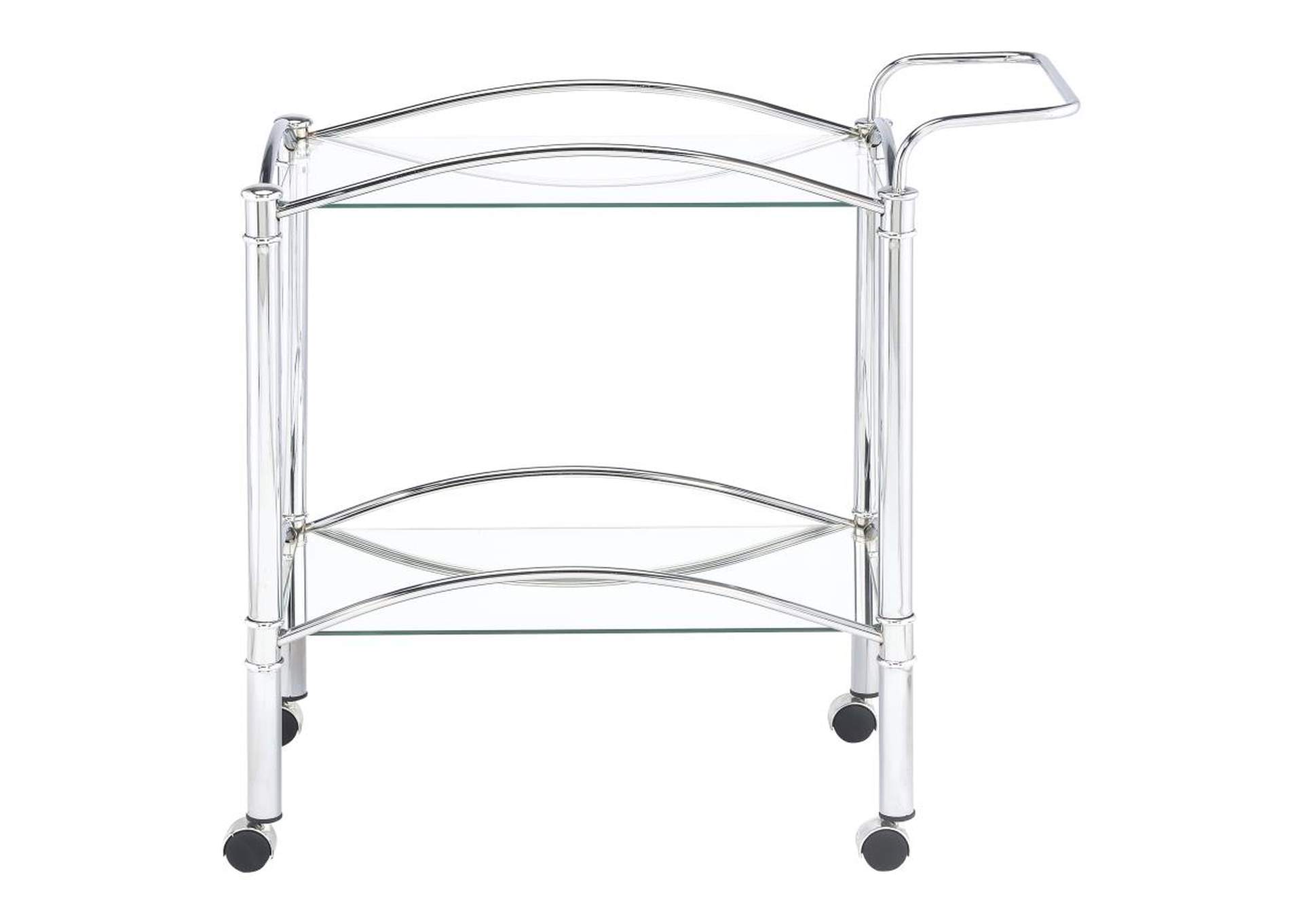 Shadix 2-Tier Serving Cart With Glass Top Chrome And Clear,Coaster Furniture