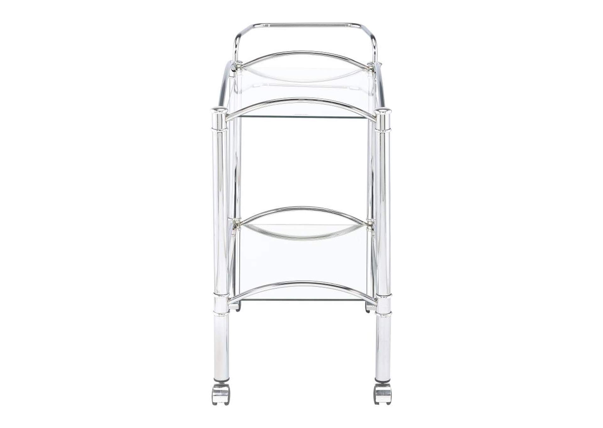 Shadix 2-tier Serving Cart with Glass Top Chrome and Clear,Coaster Furniture