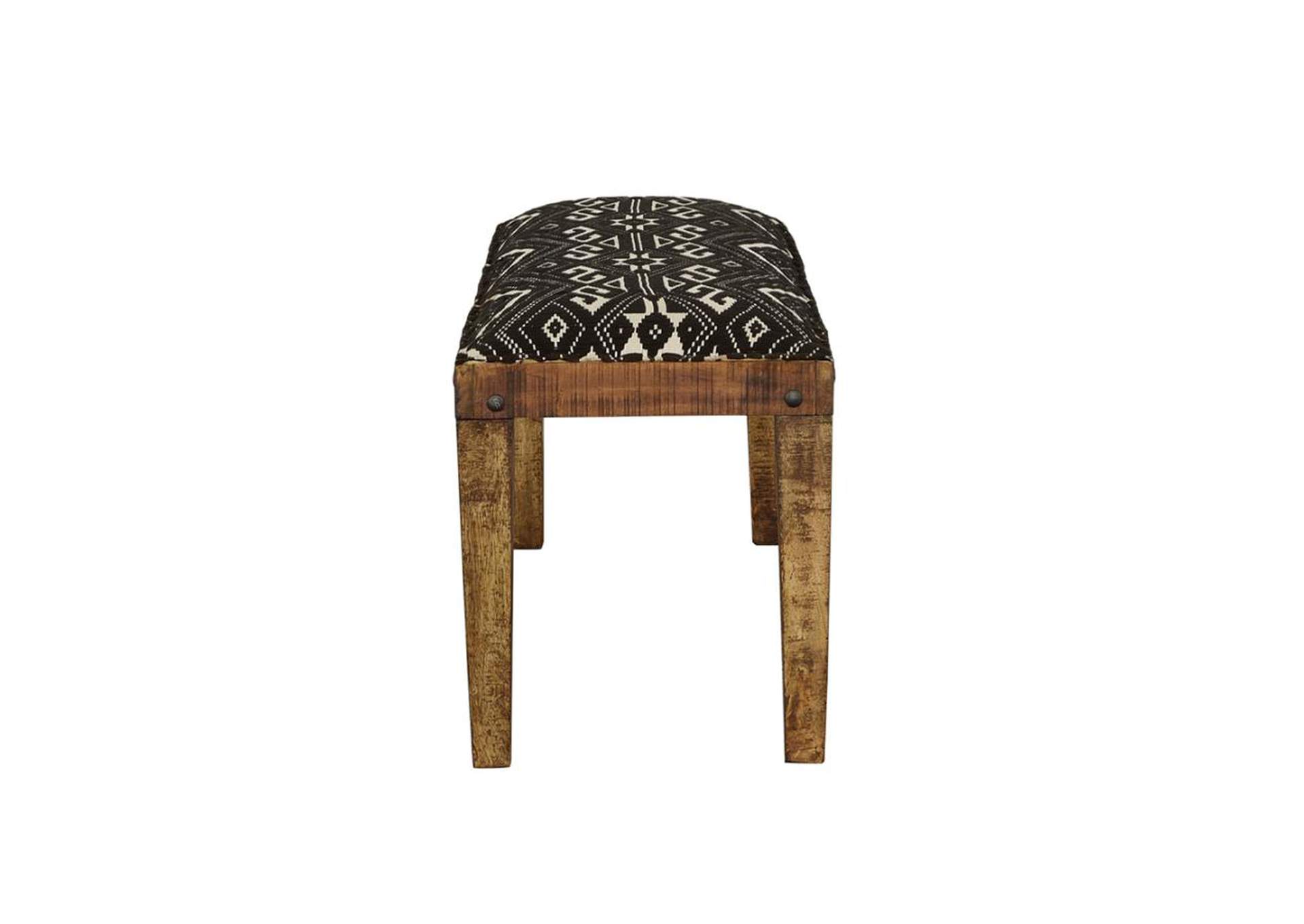 Serene Rectangular Upholstered Bench Natural and Navy,Coaster Furniture