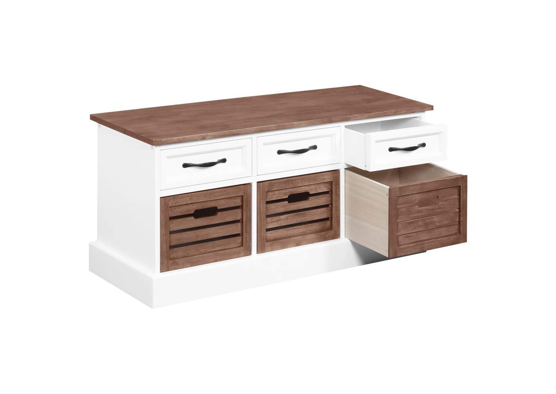 Alma 3 - drawer Storage Bench Weathered Brown and White,Coaster Furniture