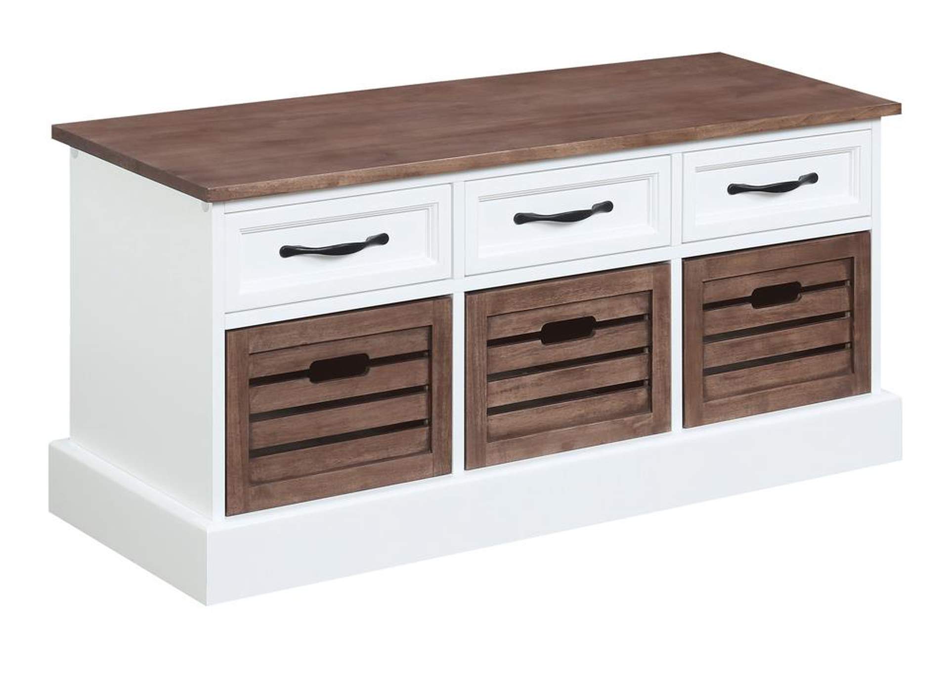 3-drawer Storage Bench Weathered Brown and White,Coaster Furniture