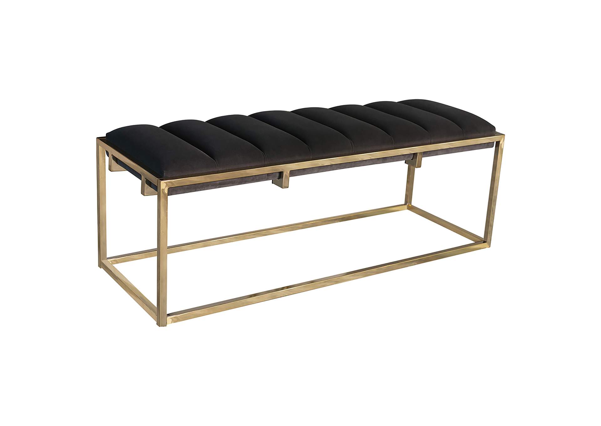 Lorena Tufted Cushion Bench Dark Grey and Gold,Coaster Furniture