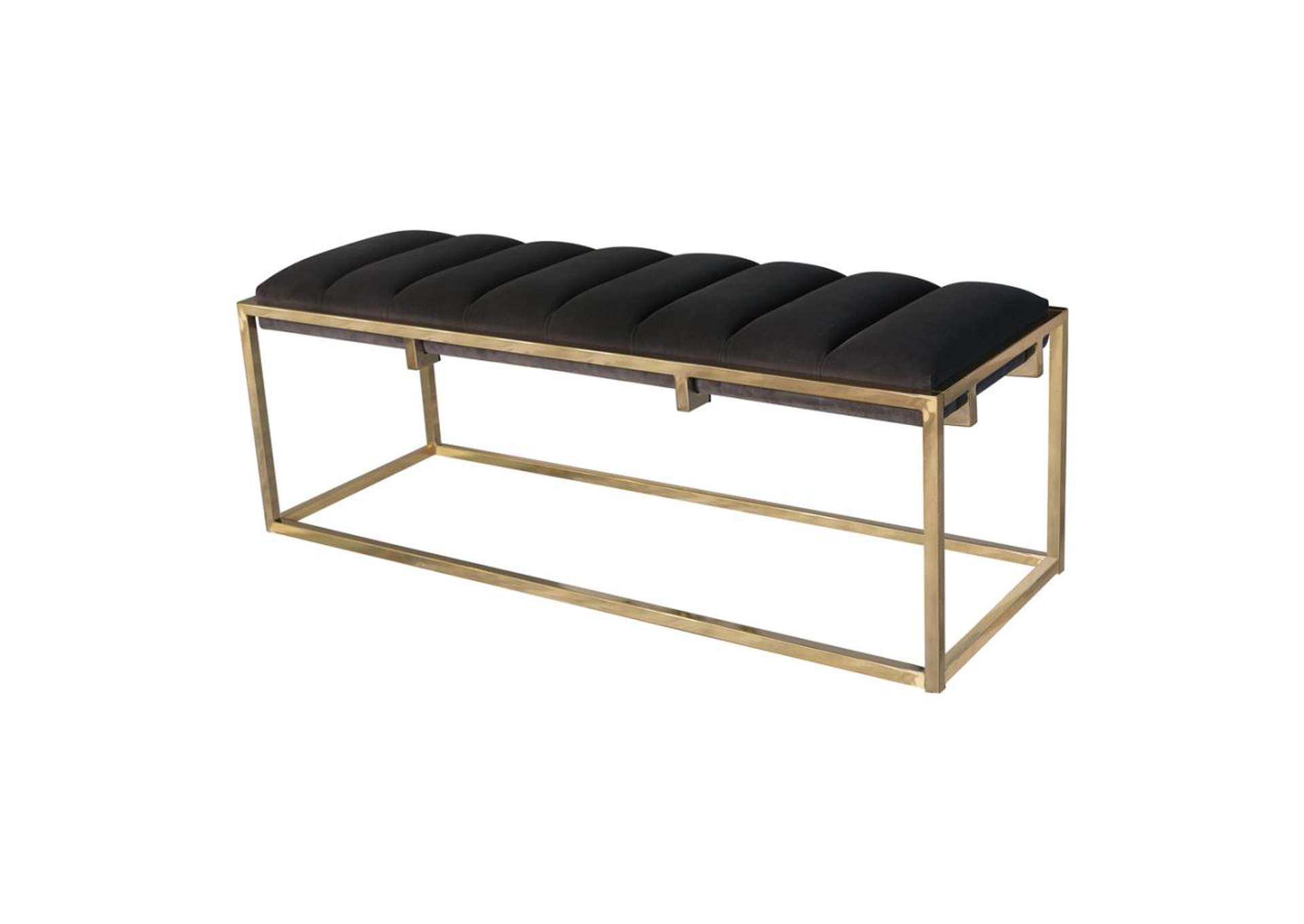 Lorena Tufted Cushion Bench Dark Grey And Gold,Coaster Furniture