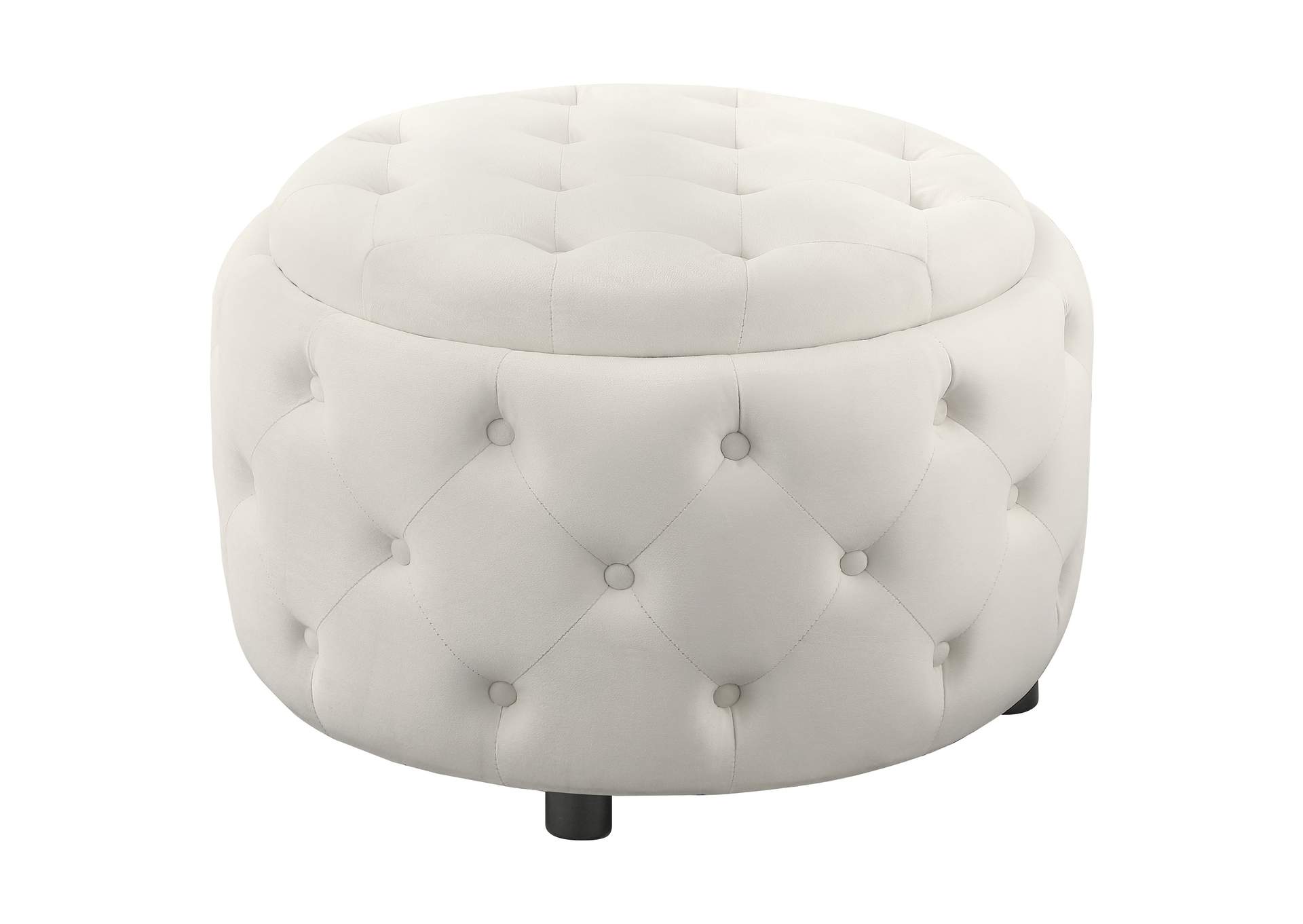 Angelina Tufted Storage Round Ottoman Pearl,Coaster Furniture